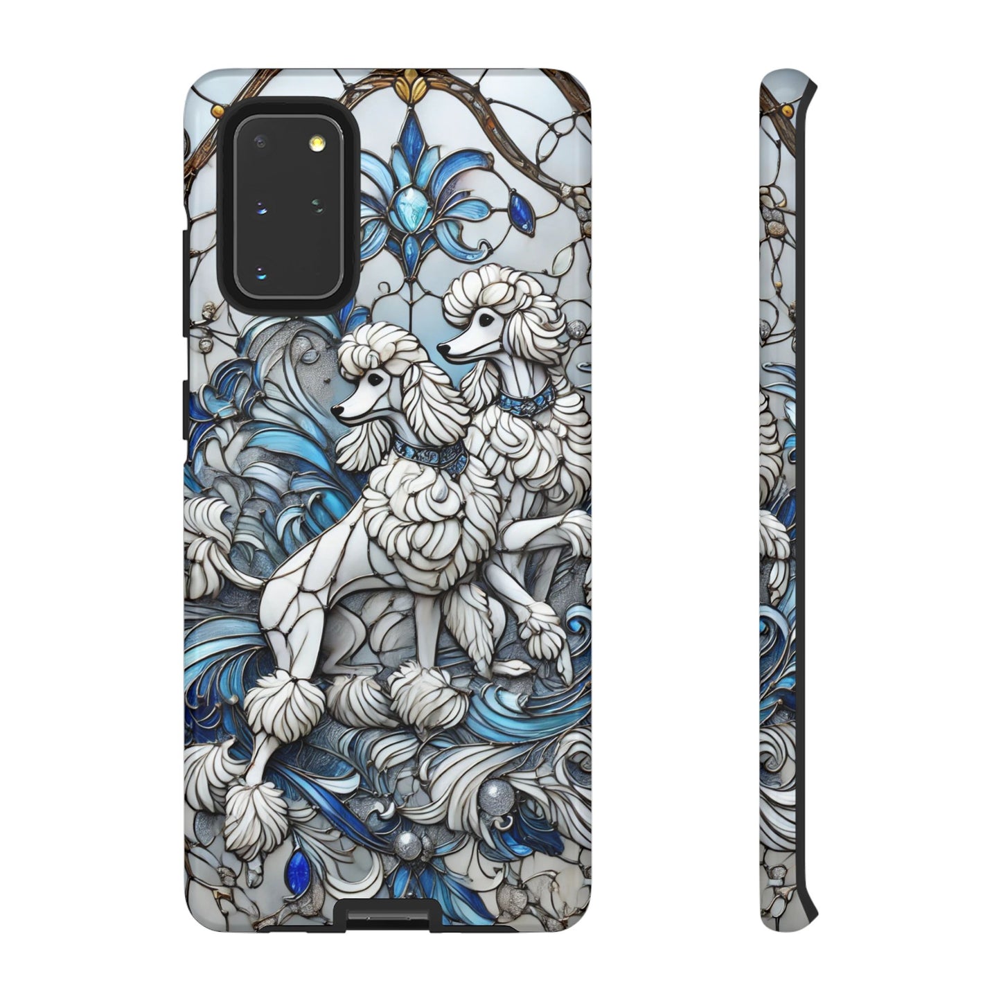 Phone Case - Elegant Blue and White Poodle Art for Samsung Phone