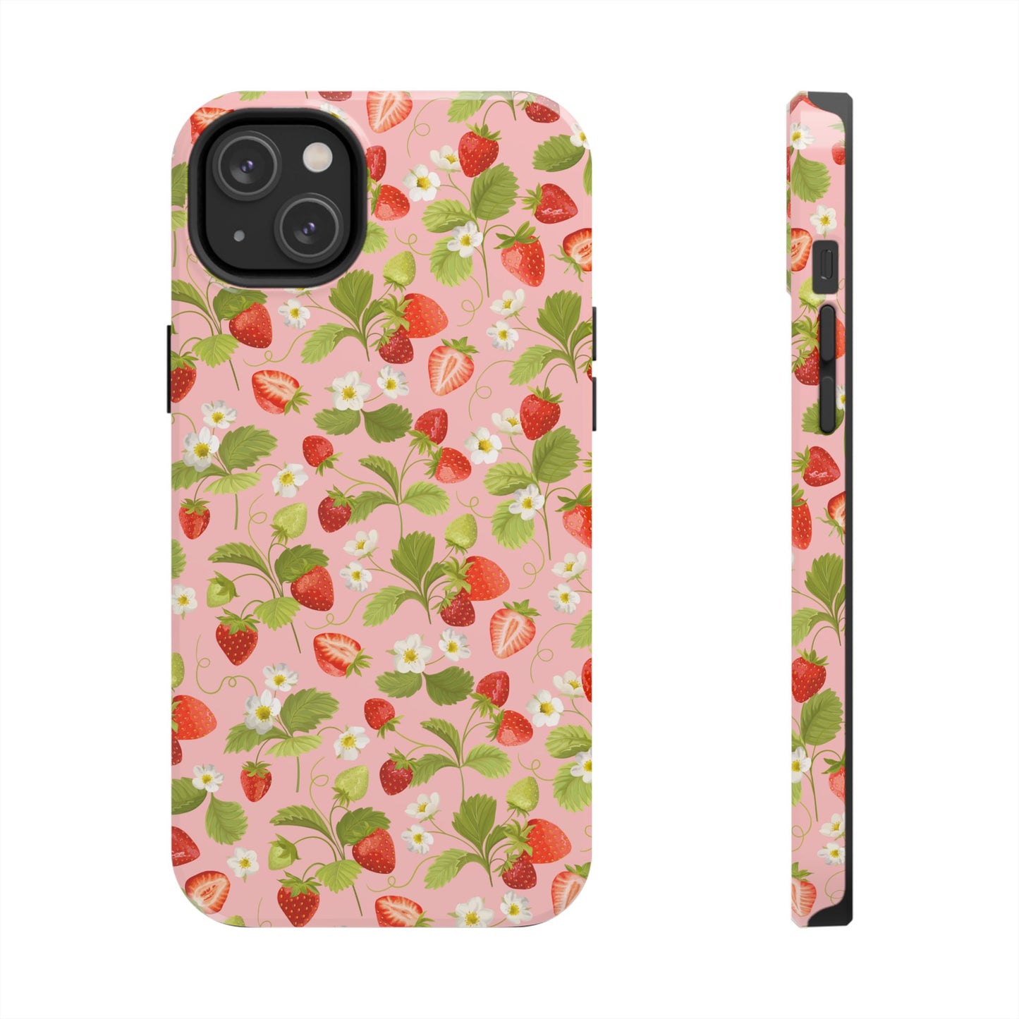 Strawberry Floral Tough Phone Case, Cute Phone Cover, Nature Lovers Gift, Summer Vibe, Durable Phone Protector, Trendy Tech Accessory