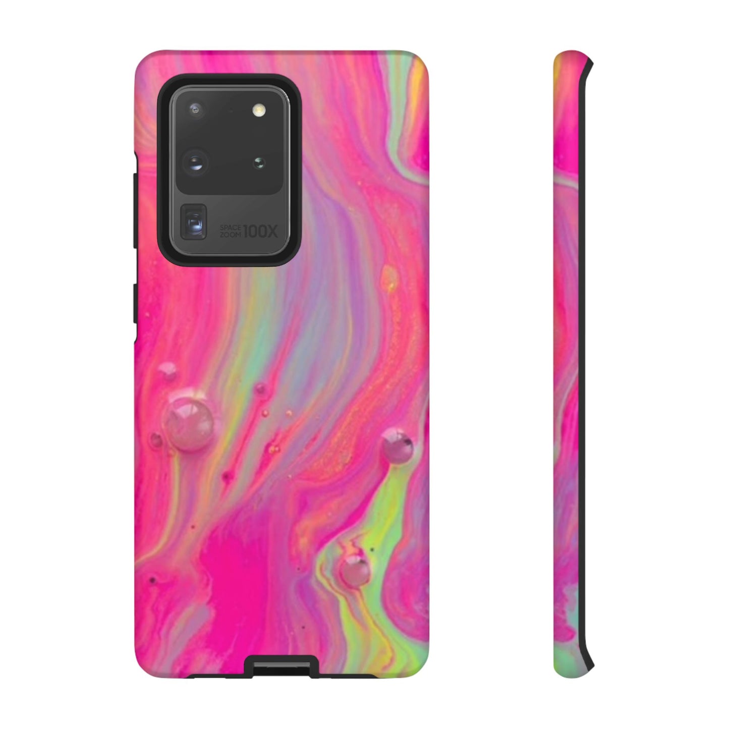 Pink Trendy Futuristic Tough Phone Case with Colorful Abstract Design for Samsung