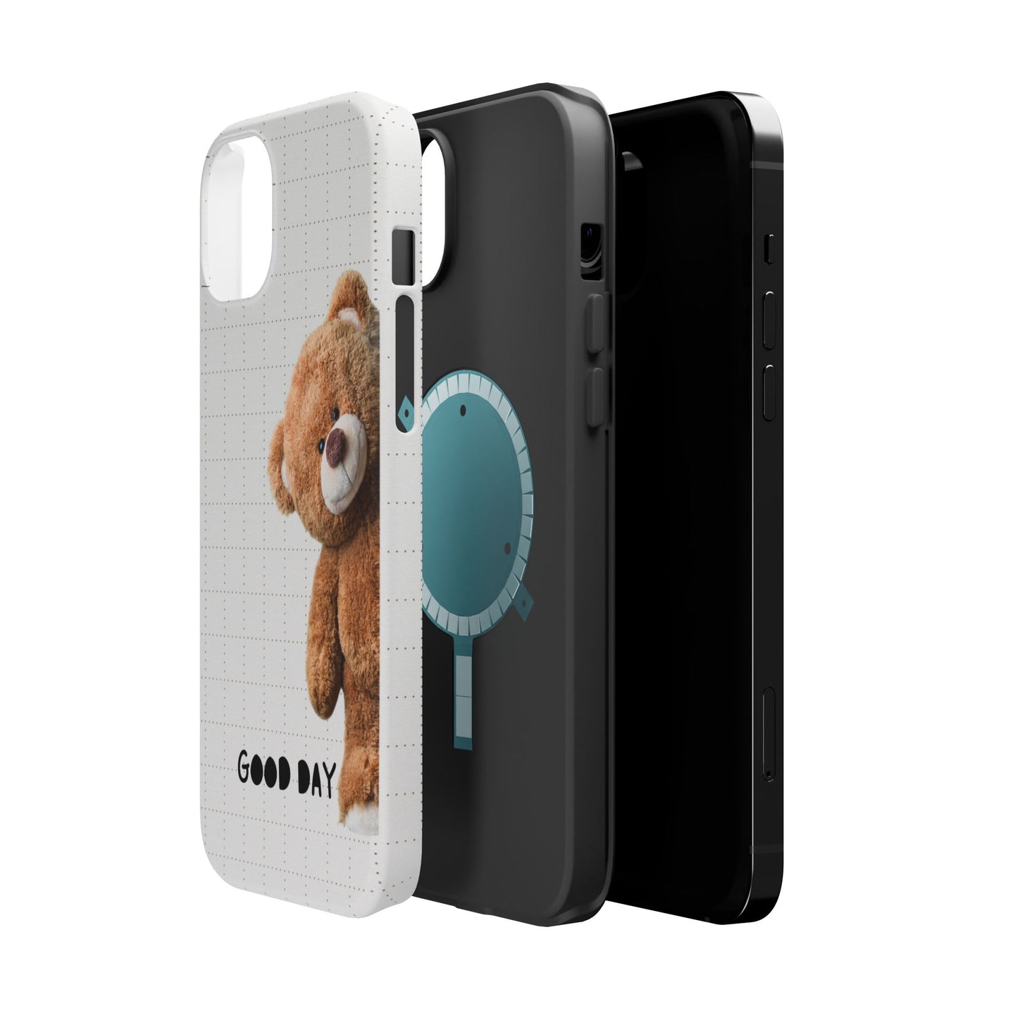 Good Day Teddy Bear MAGNETIC Phone Cases, Cute, Gift for Friends, Teddy Bear Lover's Case