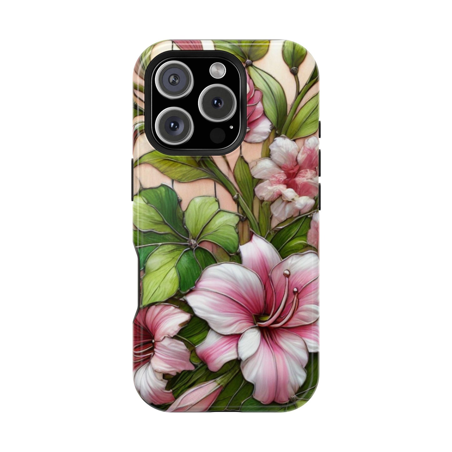 Elegant Pink & Green Floral MAGNETIC Tough Cases - Durable Phone Protection