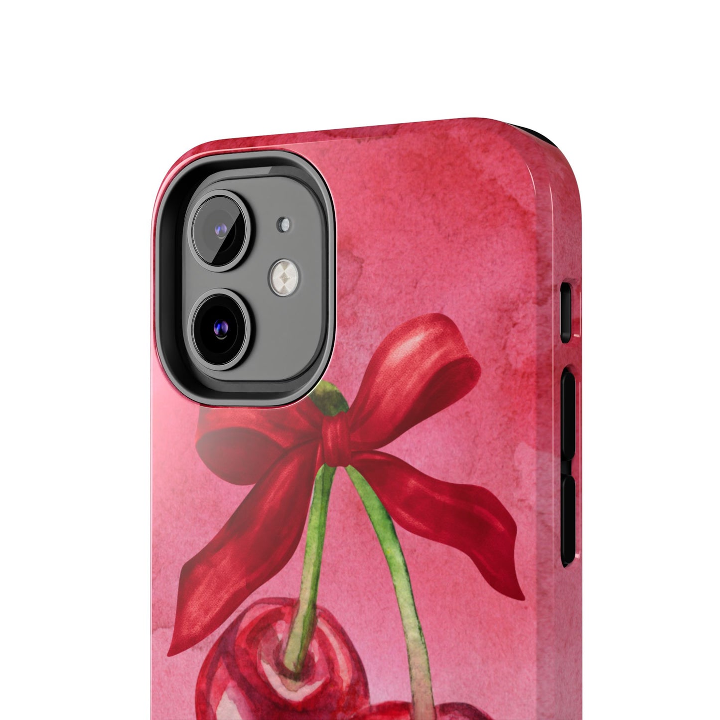 Red Watercolor Cherry and Bow Phone Case