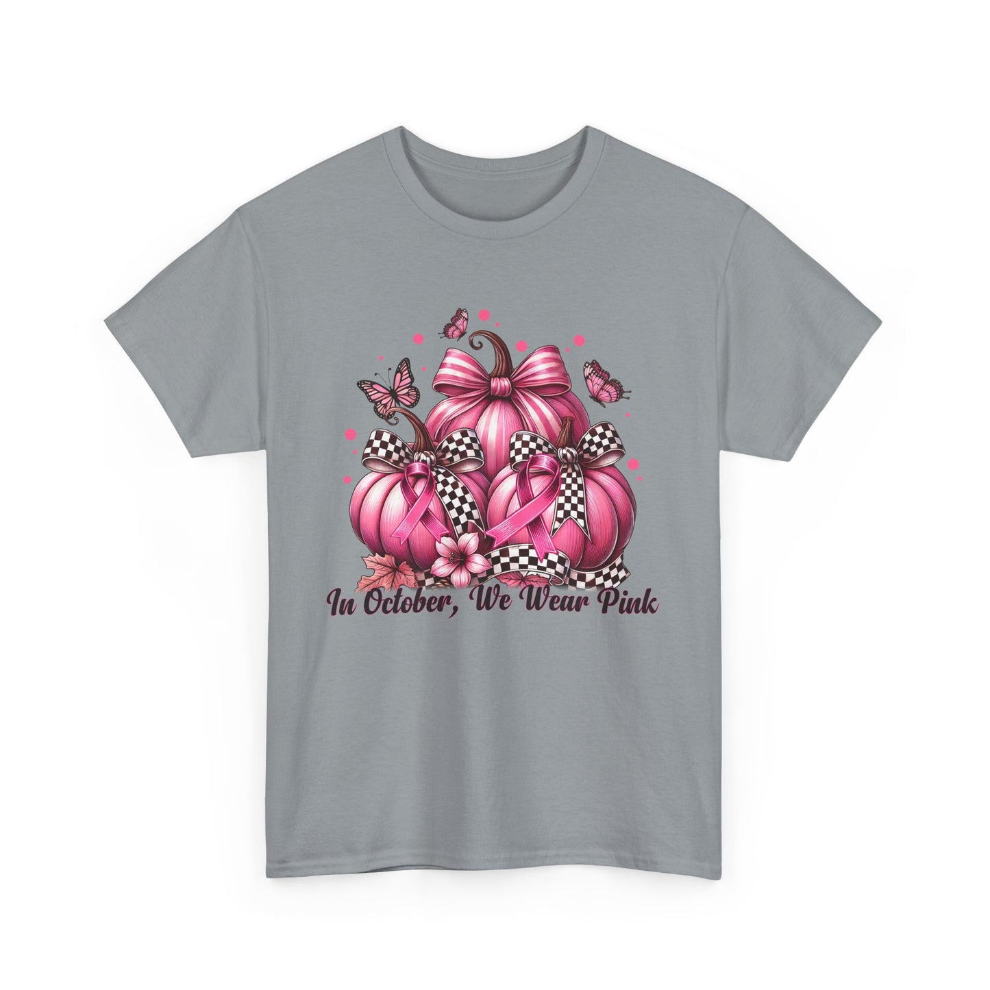 'In October, We Wear Pink' October Awareness Unisex Cotton Tee