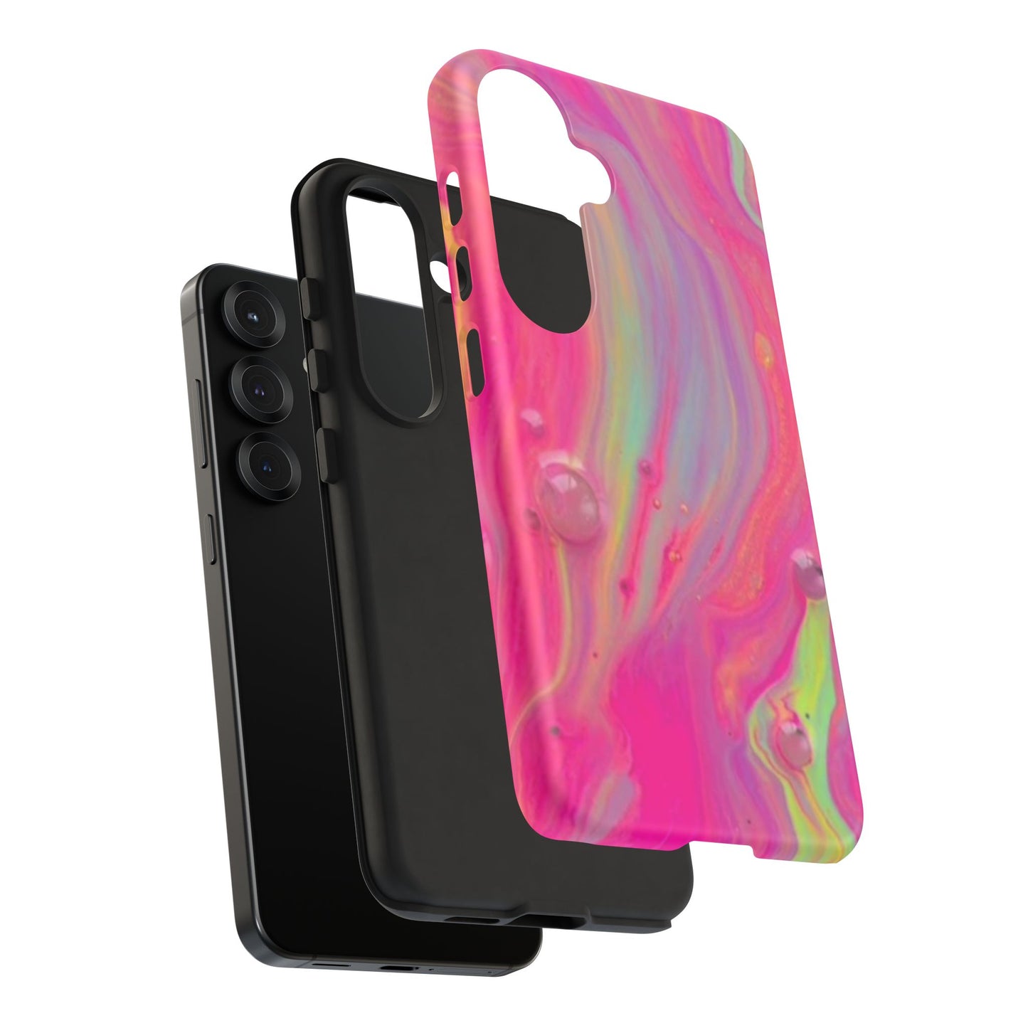 Pink Trendy Futuristic Tough Phone Case with Colorful Abstract Design for Samsung
