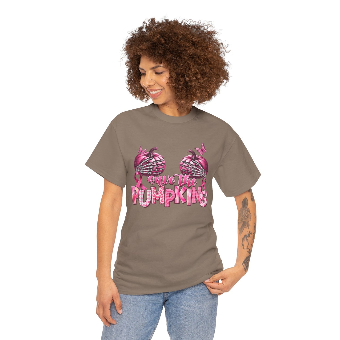 Save the Pumpkins Unisex Tee | Fall Fashion & Breast Cancer Awareness