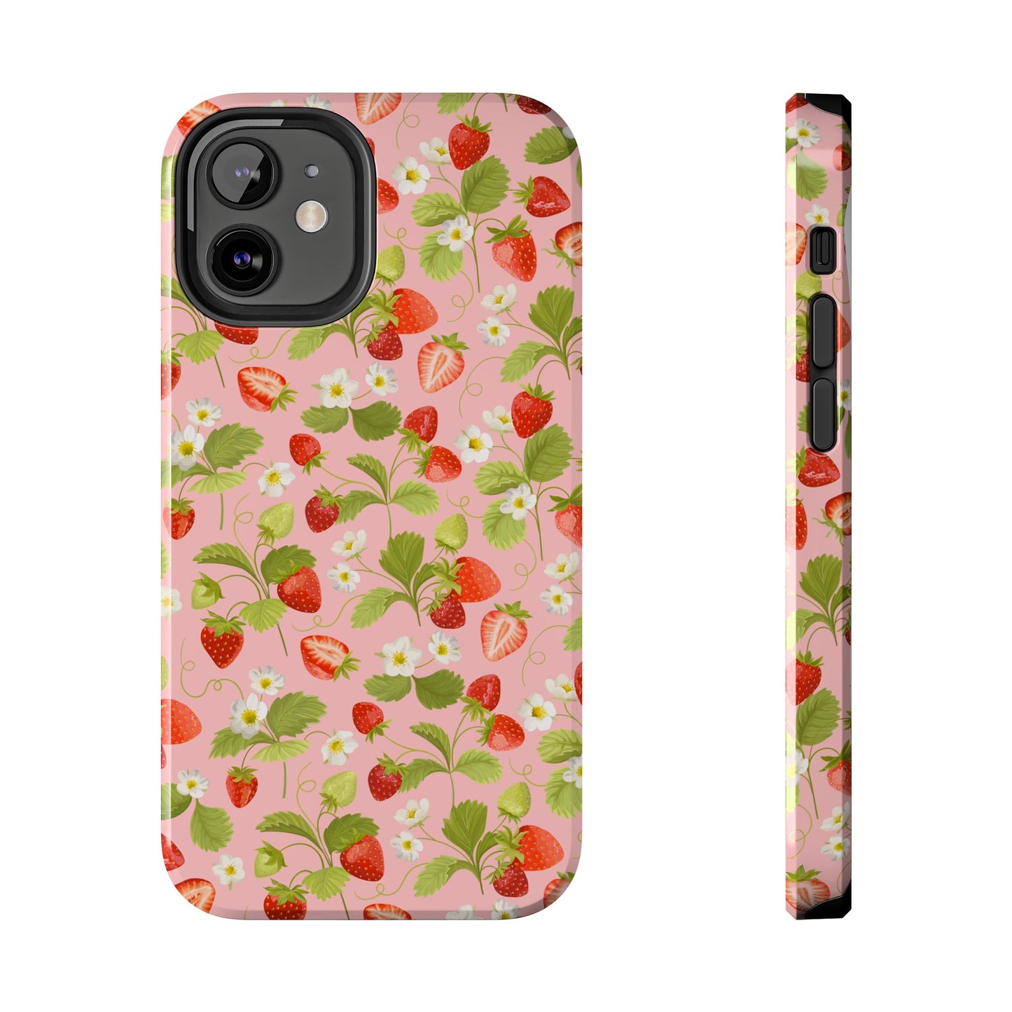 Strawberry Floral Tough Phone Case, Cute Phone Cover, Nature Lovers Gift, Summer Vibe, Durable Phone Protector, Trendy Tech Accessory