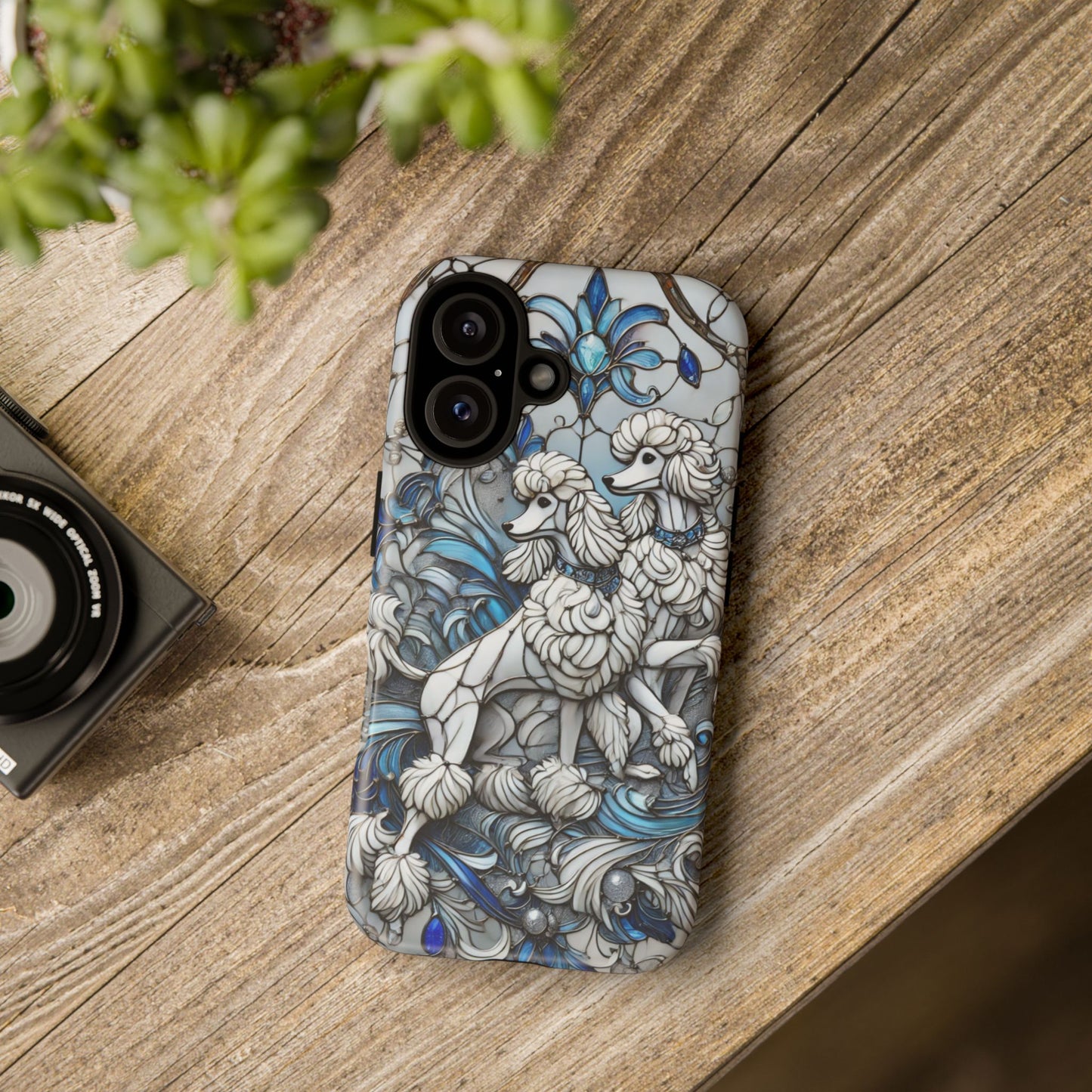 Phone Case - Elegant Blue and White Poodle Art for Samsung Phone