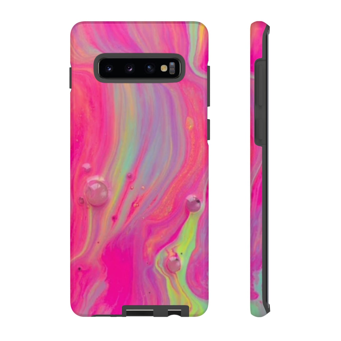 Pink Trendy Futuristic Tough Phone Case with Colorful Abstract Design for Samsung