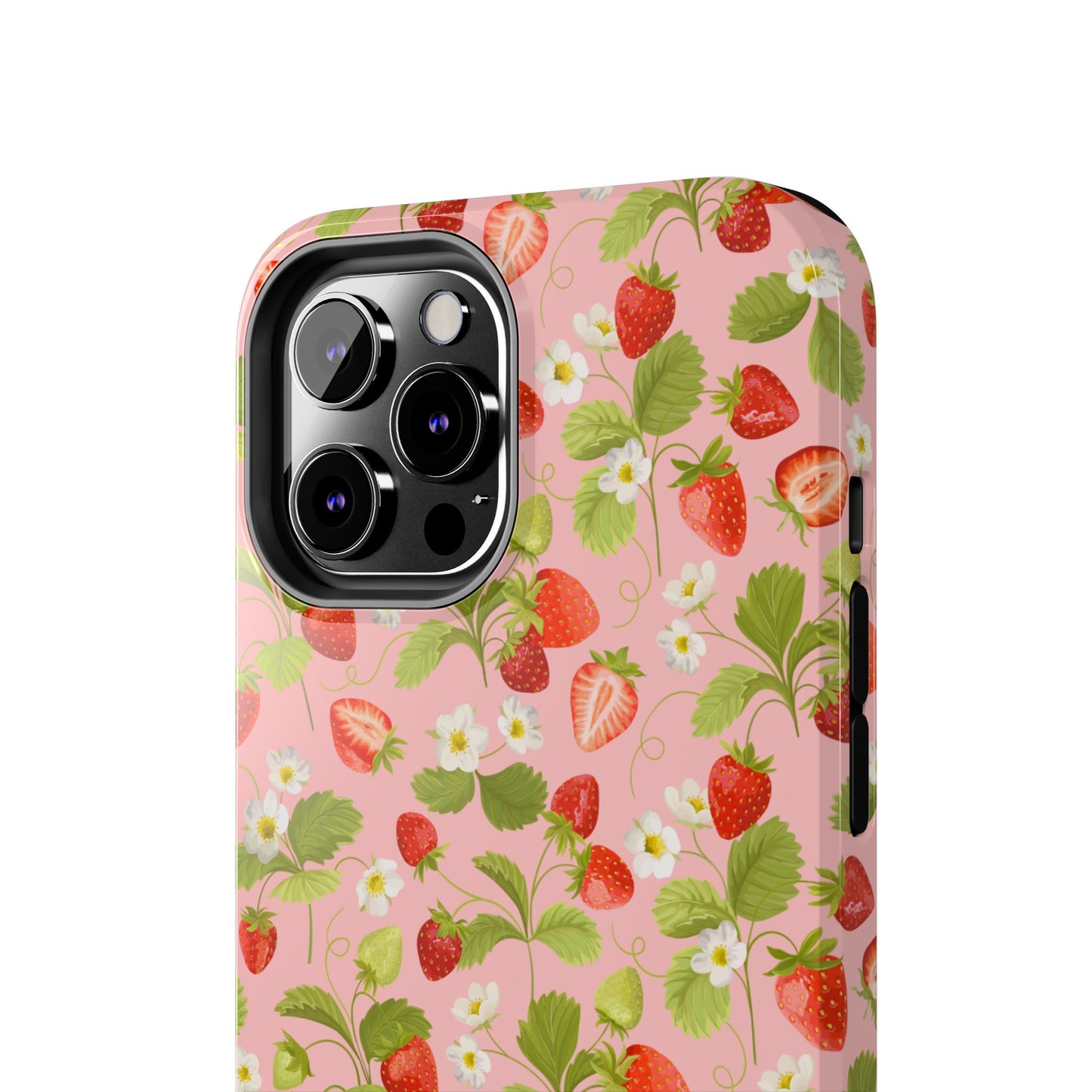 Strawberry Floral Tough Phone Case, Cute Phone Cover, Nature Lovers Gift, Summer Vibe, Durable Phone Protector, Trendy Tech Accessory