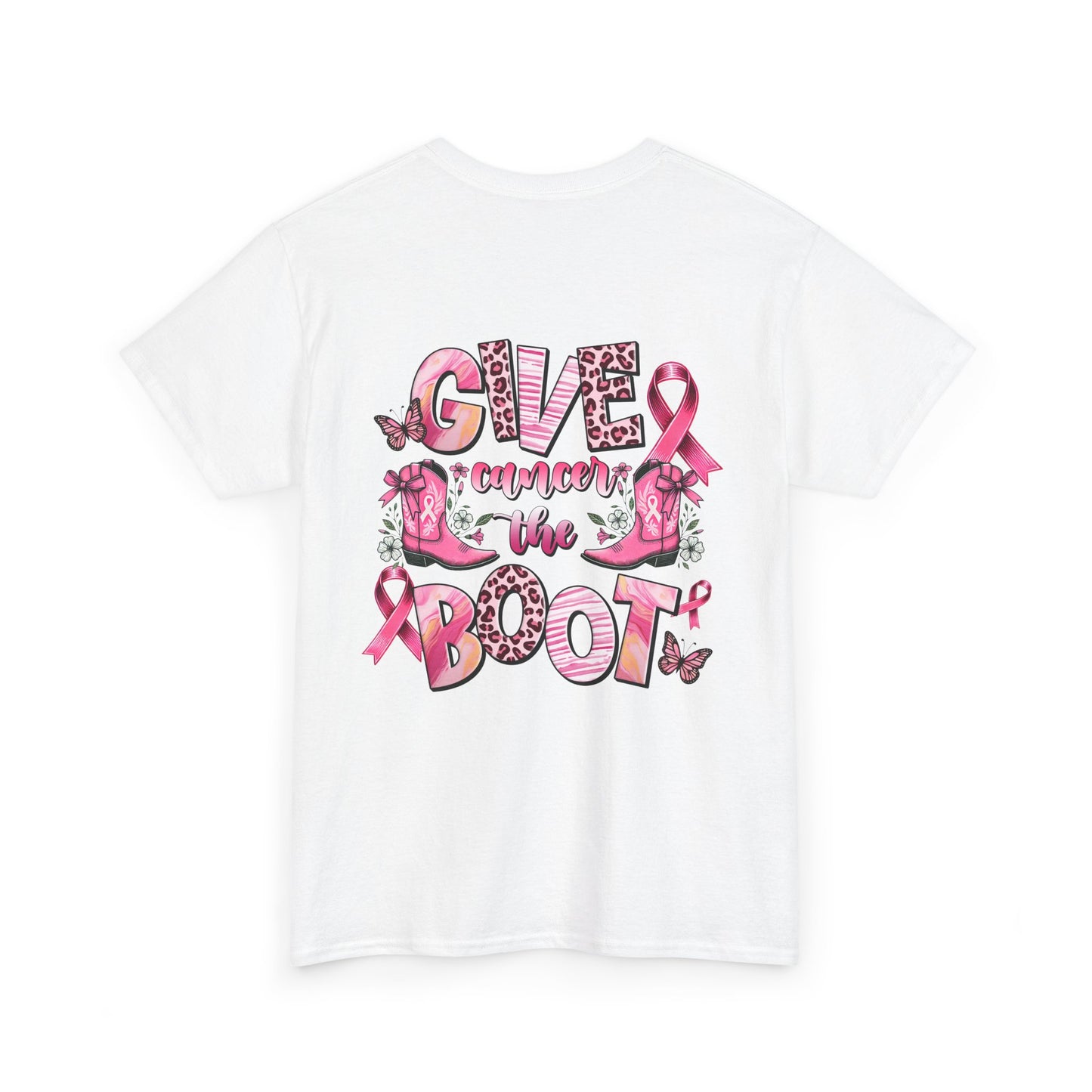 Breast Cancer Awareness Tee - "Give Cancer the Boot" Unisex Cotton Shirt