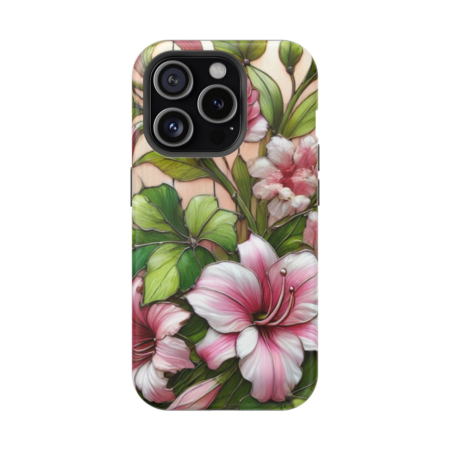 Elegant Pink & Green Floral MAGNETIC Tough Cases - Durable Phone Protection