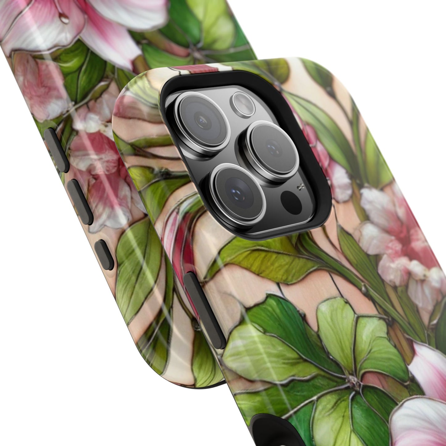 Elegant Pink & Green Floral MAGNETIC Tough Cases - Durable Phone Protection
