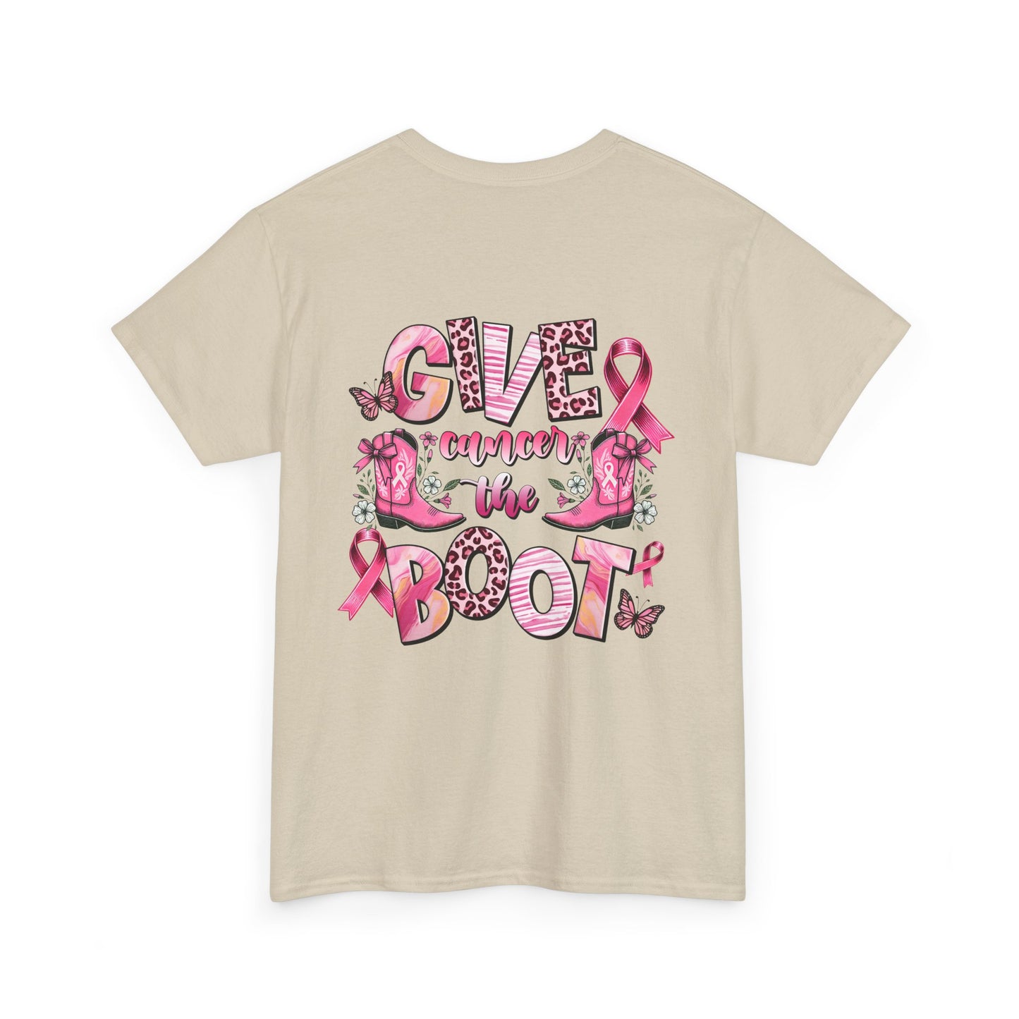 Breast Cancer Awareness Tee - "Give Cancer the Boot" Unisex Cotton Shirt