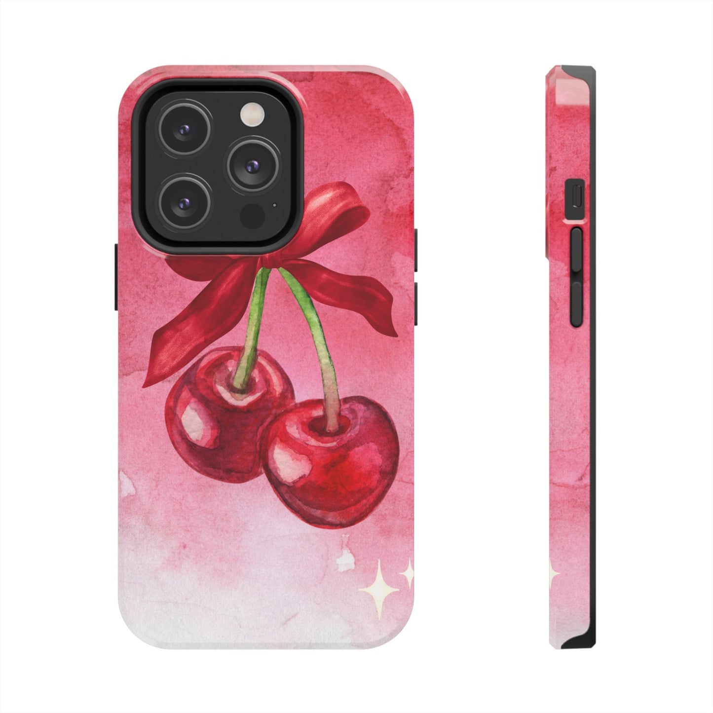 Red Watercolor Cherry and Bow Phone Case