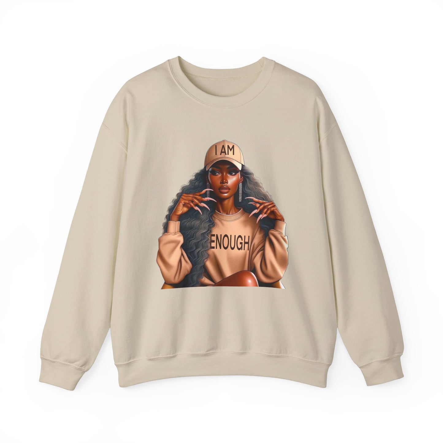 Empowered Statement Crewneck Sweatshirt - 'I AM ENOUGH' Design