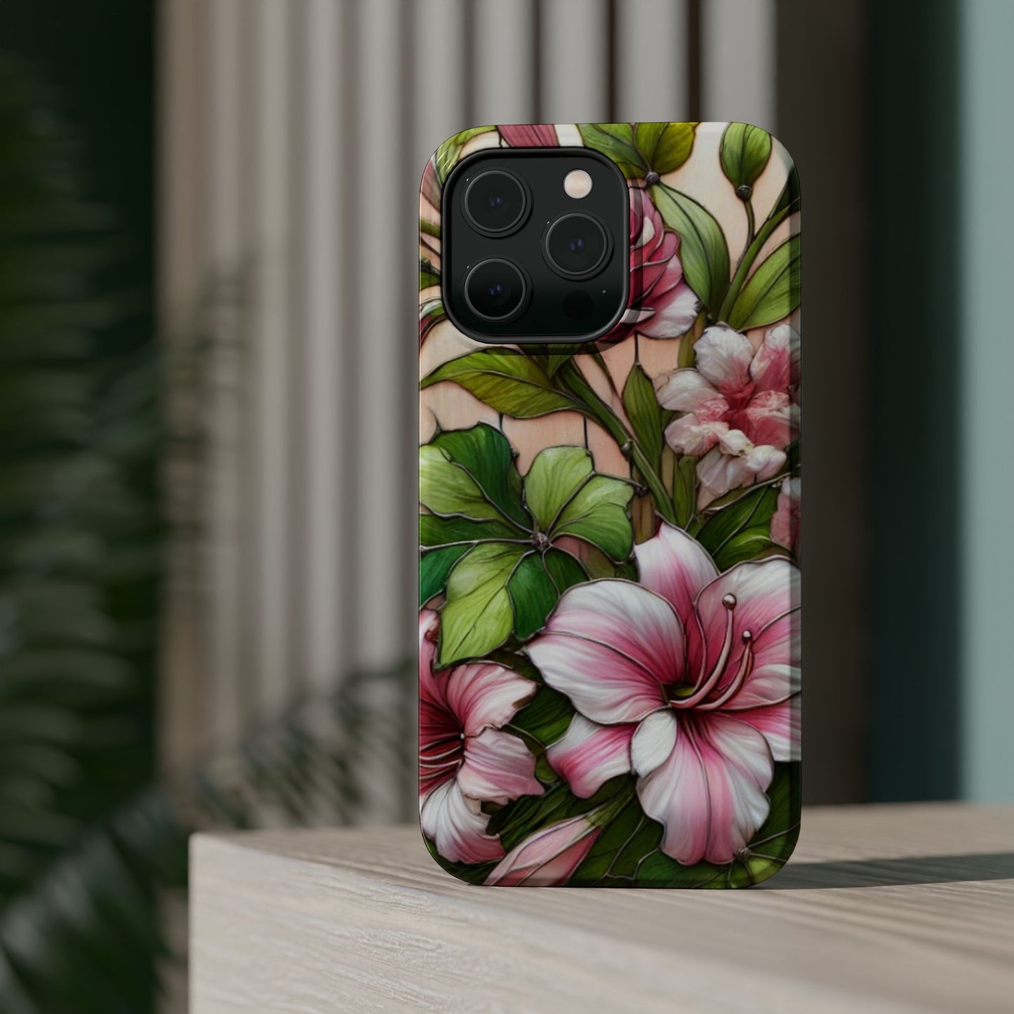 Elegant Pink & Green Floral MAGNETIC Tough Cases - Durable Phone Protection