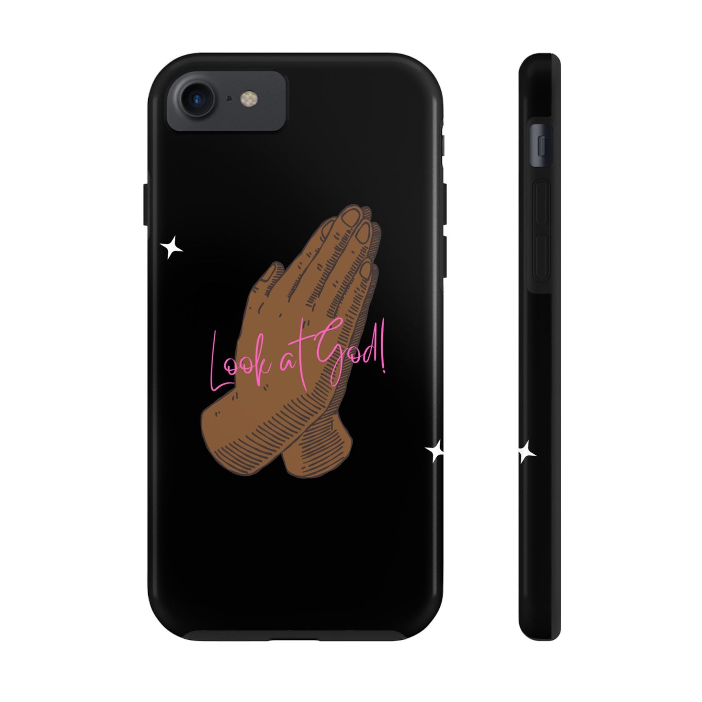 Phone Cases - 'Look at God' Praying Hands Religious Design Tough Case for iPhone
