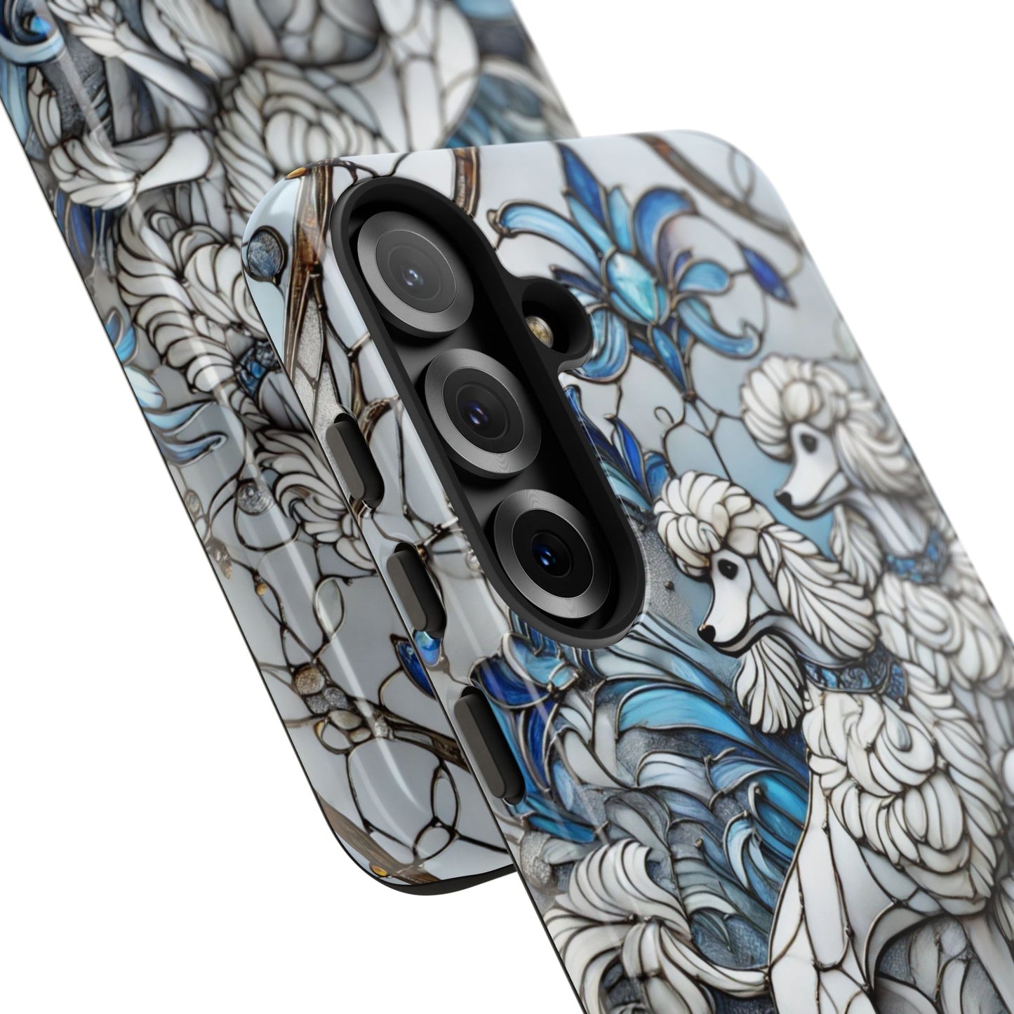Phone Case - Elegant Blue and White Poodle Art for Samsung Phone