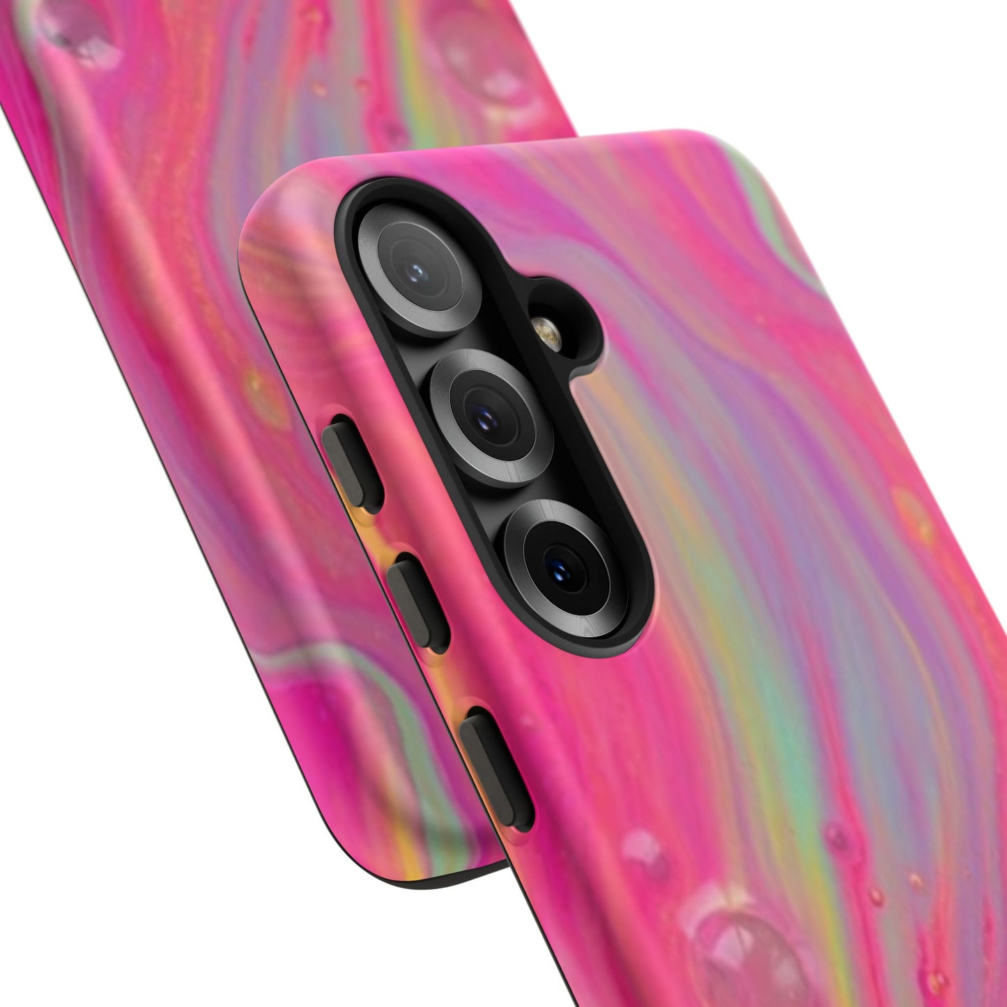 Pink Trendy Futuristic Tough Phone Case with Colorful Abstract Design for Samsung