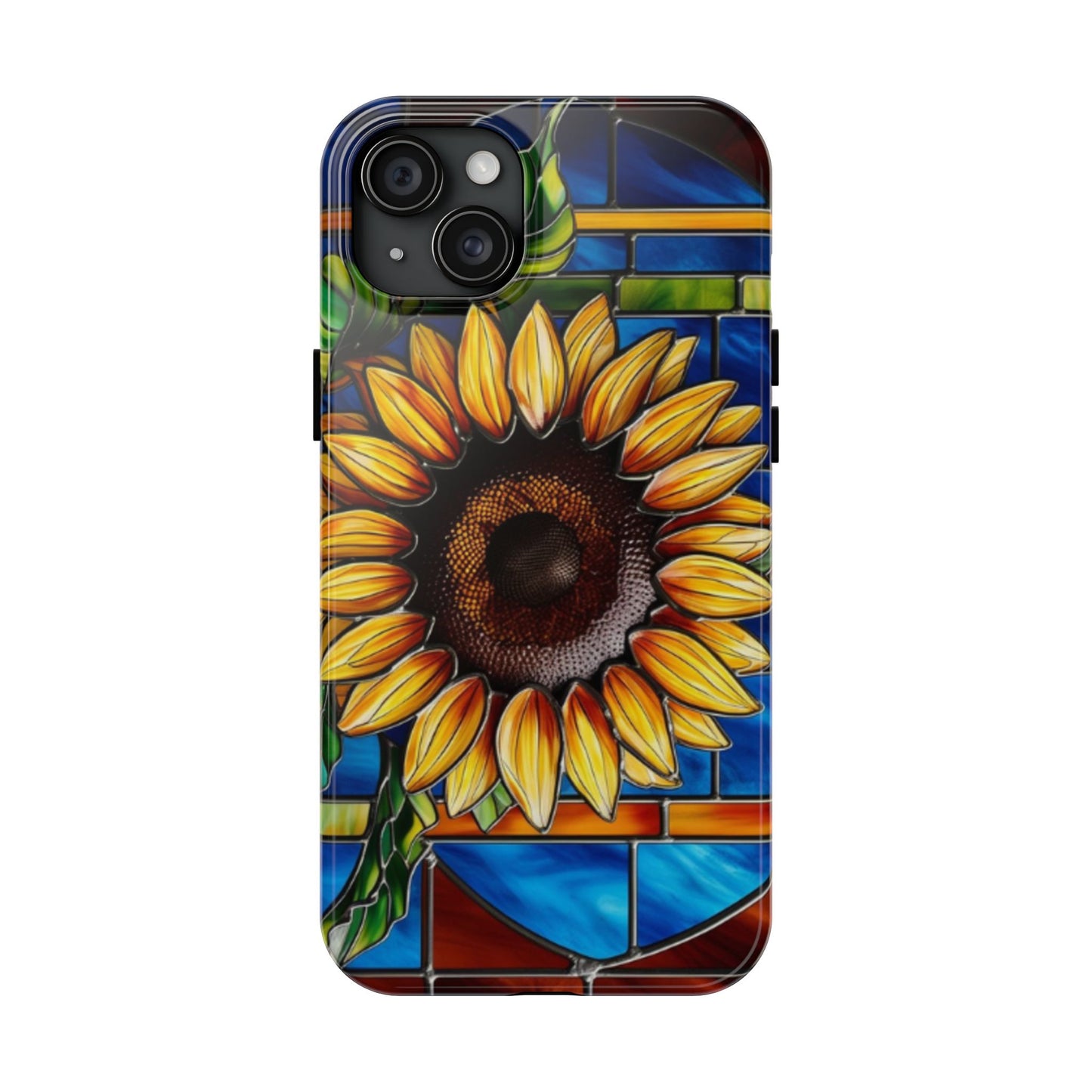 Vibrant Sunflower Tough Phone Case with Stained Glass Effect - Durable & Stylish Protection