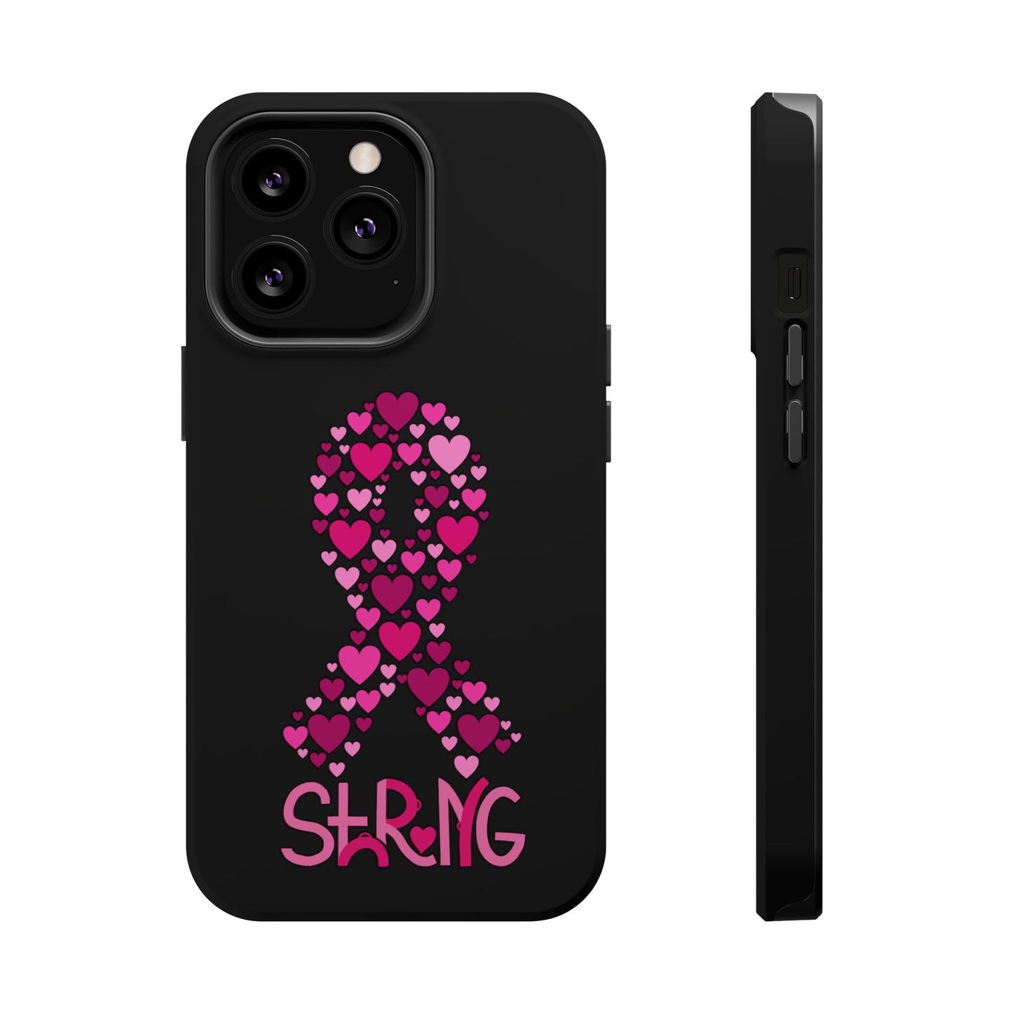 Pink Ribbon Magnetic Phone Case - Strong Heart Design, Cancer Awareness, Gift for Supporters for IPhone