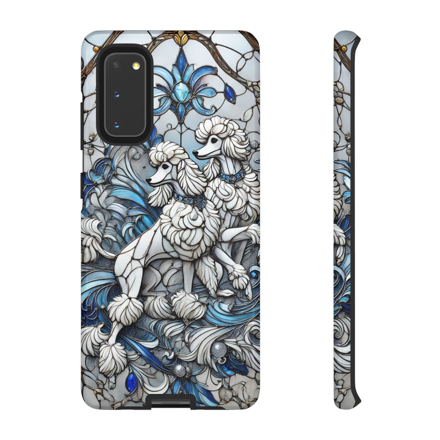Phone Case - Elegant Blue and White Poodle Art for Samsung Phone
