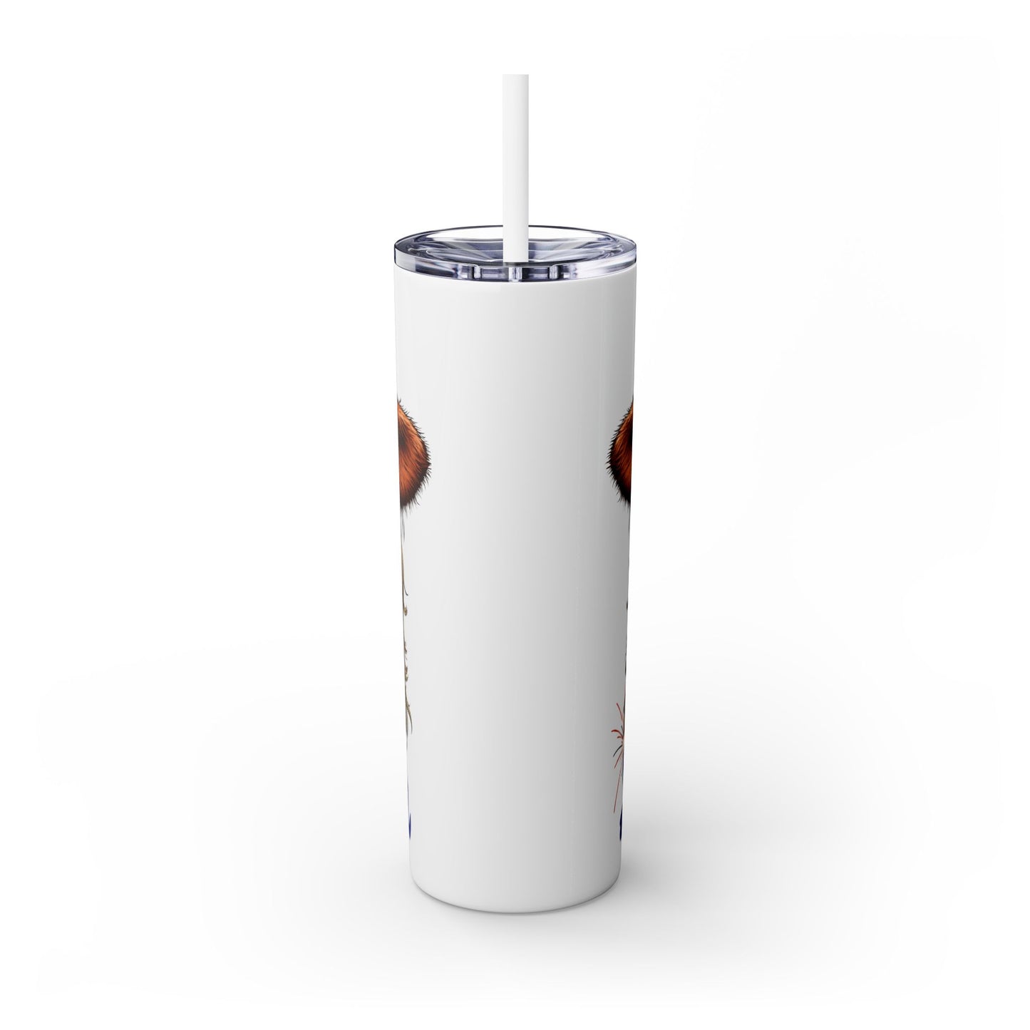 Personalized Patriotic Cow Tumbler, Custom Personalized Skinny Tumbler with Straw for Fourth of July
