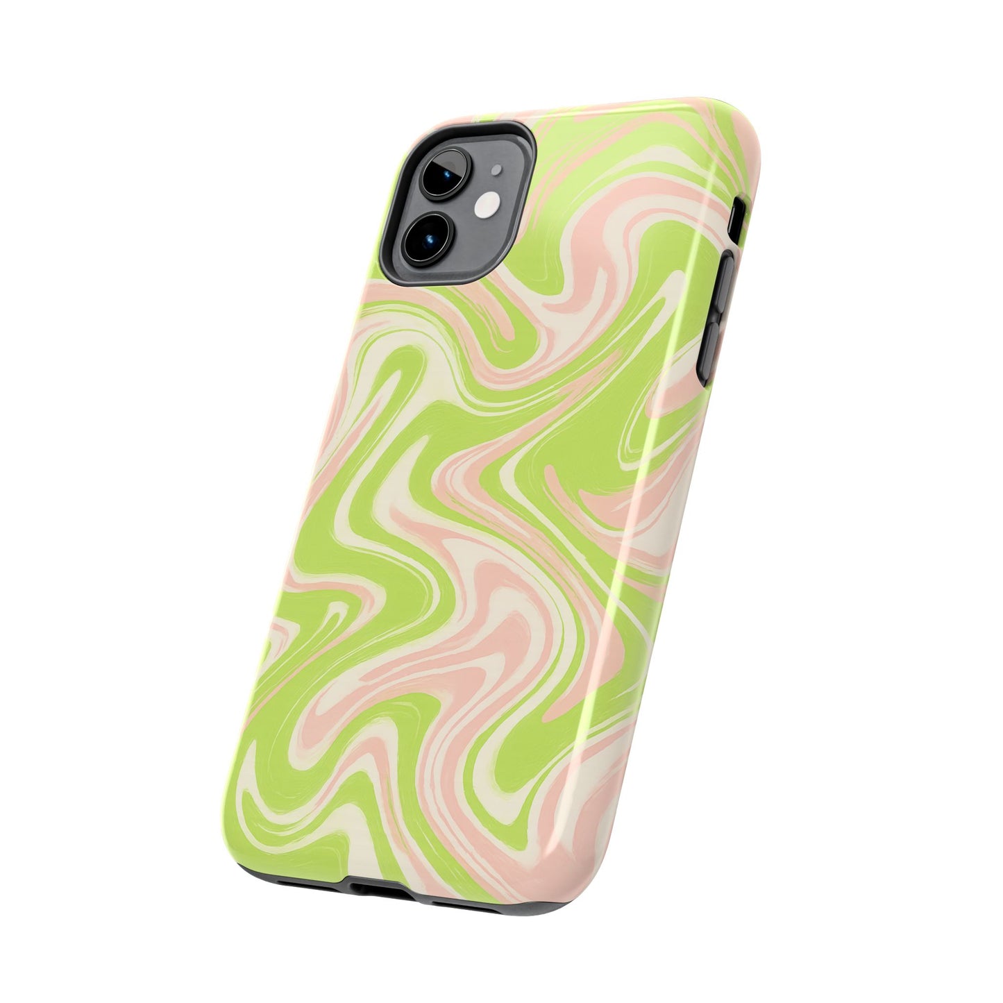 Pink & Green Stylish Tough Phone Case, Durable Protection, Gift for Friends, Colorful Marble Design