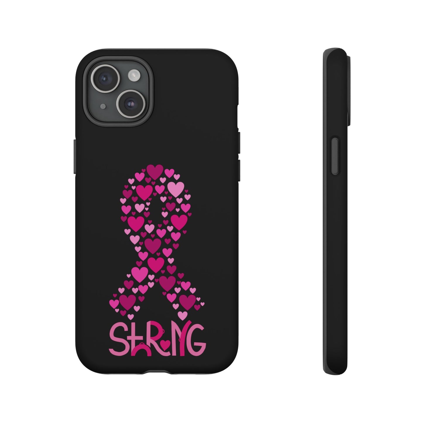 Pink Ribbon Phone Case - Strong Heart Design, Cancer Awareness, Gift for Supporters for IPhone