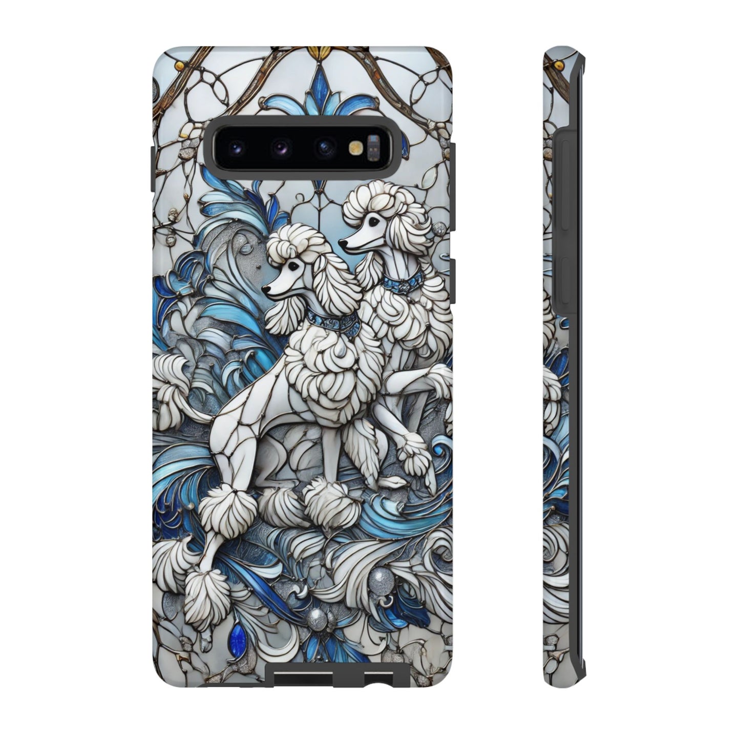 Phone Case - Elegant Blue and White Poodle Art for Samsung Phone