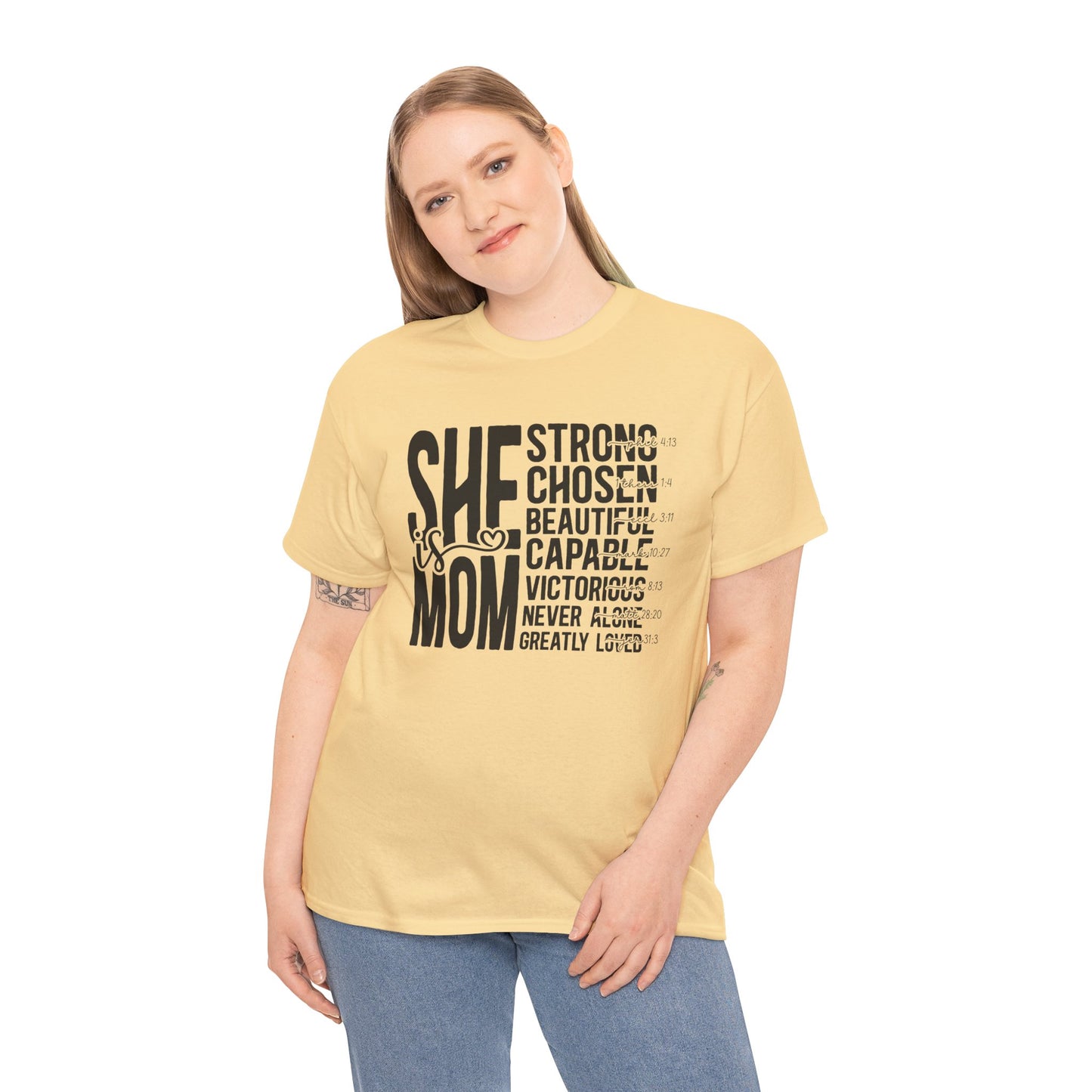 Empowering Mom T-Shirt - Strong, Chosen, Beautiful, Capable Design