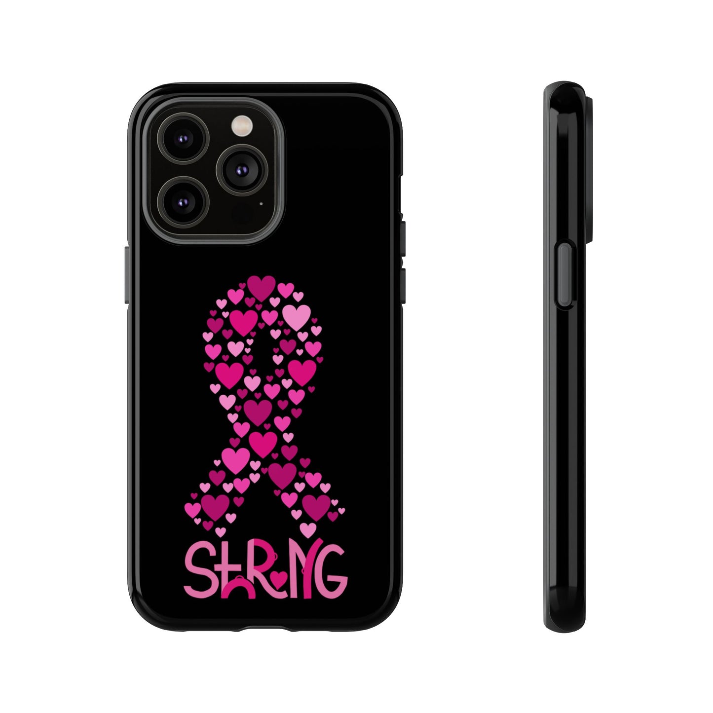 Pink Ribbon Phone Case - Strong Heart Design, Cancer Awareness, Gift for Supporters for IPhone