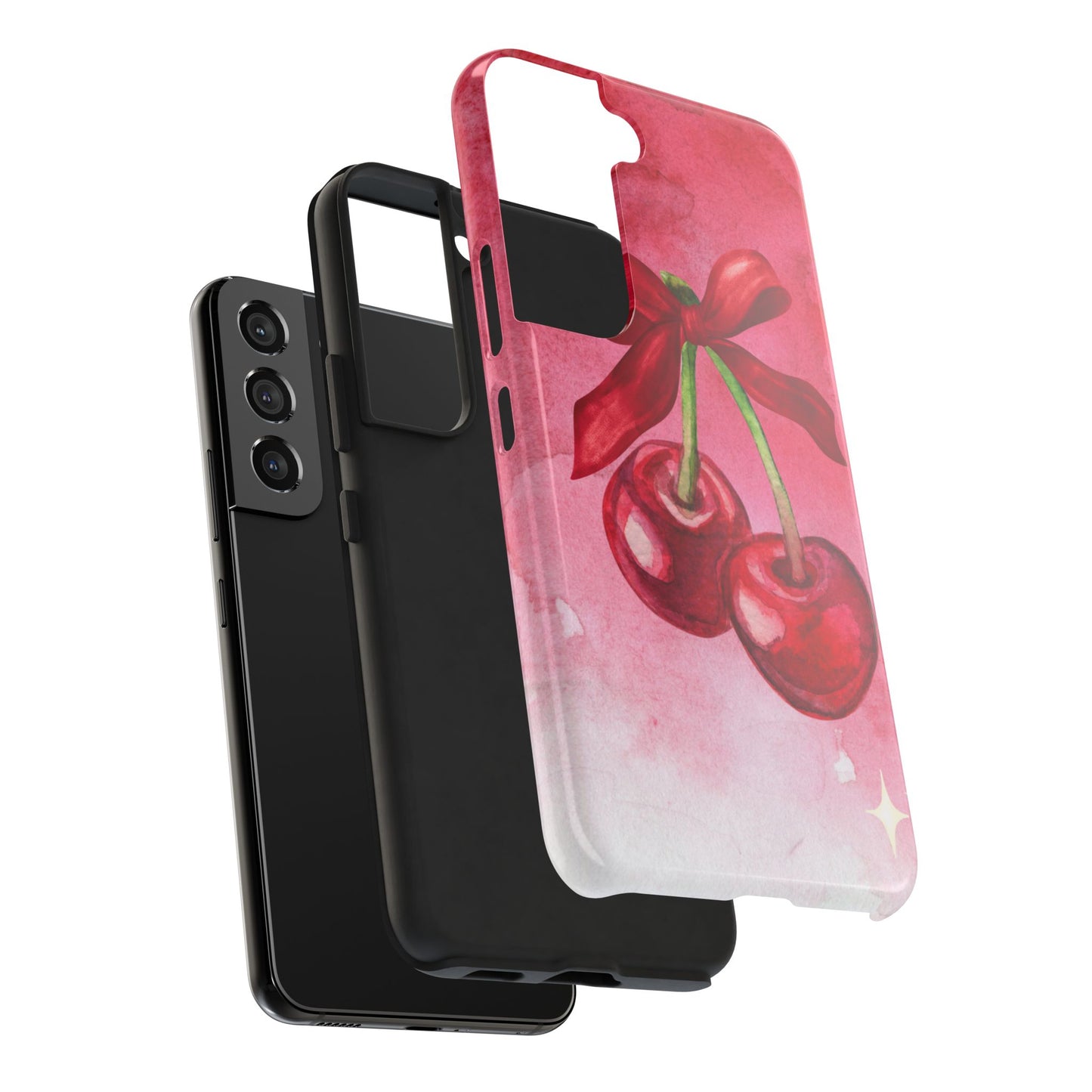 Red Watercolor Cherry and Bow Phone Case