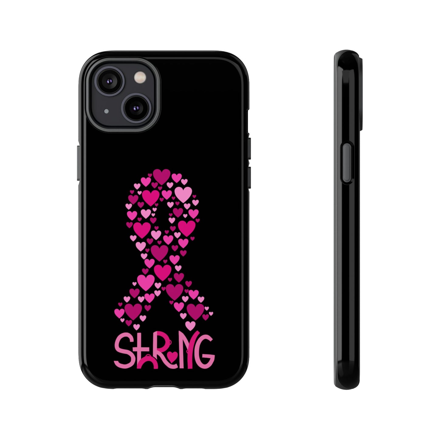 Pink Ribbon Phone Case - Strong Heart Design, Cancer Awareness, Gift for Supporters for IPhone