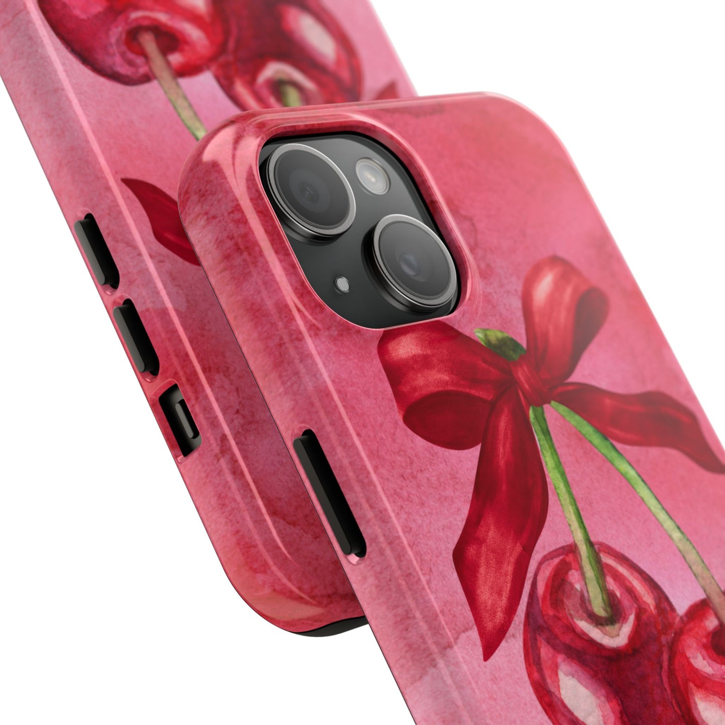 Red Watercolor Cherry and Bow Phone Case