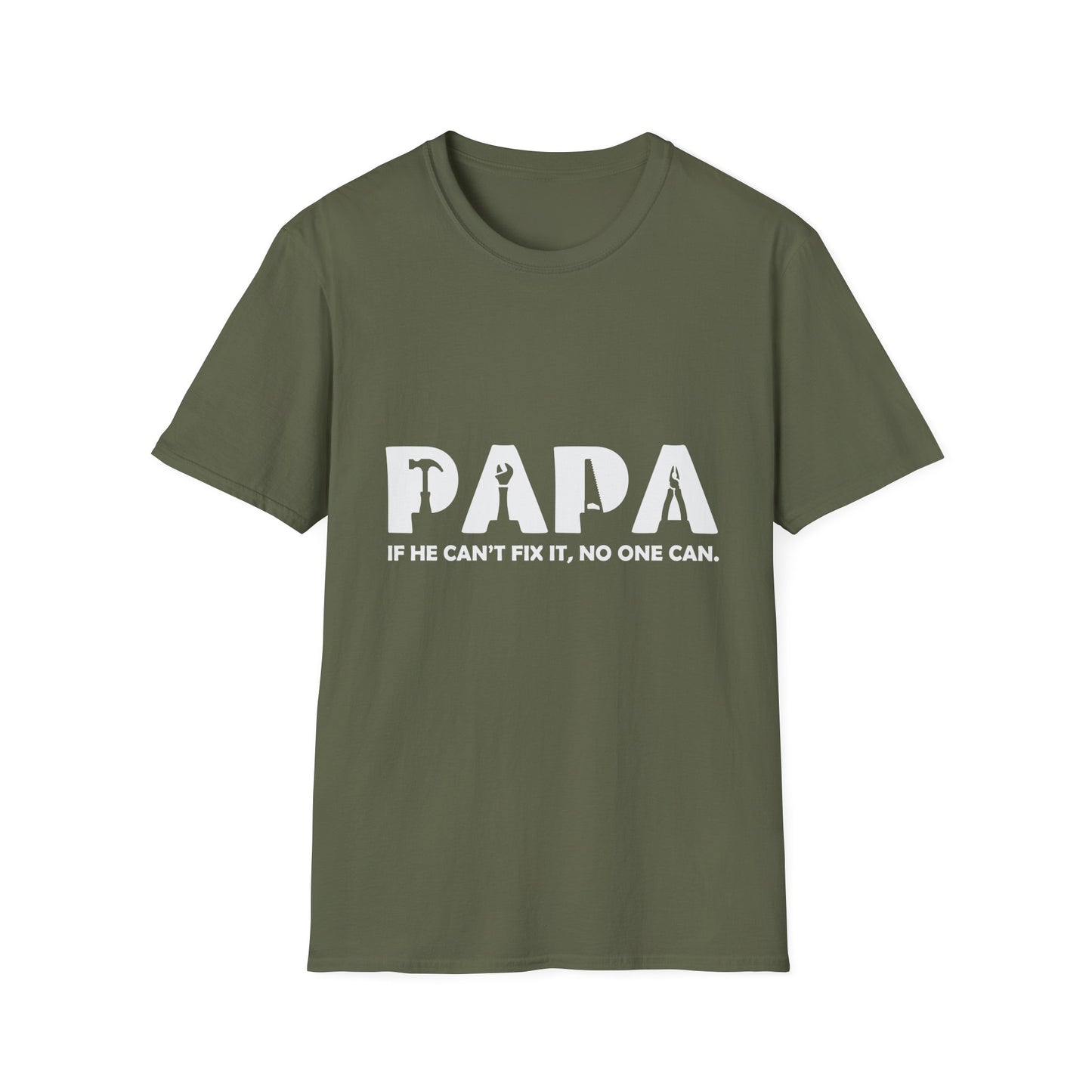 Funny Papa T-Shirt - If He Can't Fix It, No One Can - Father's Day Gift