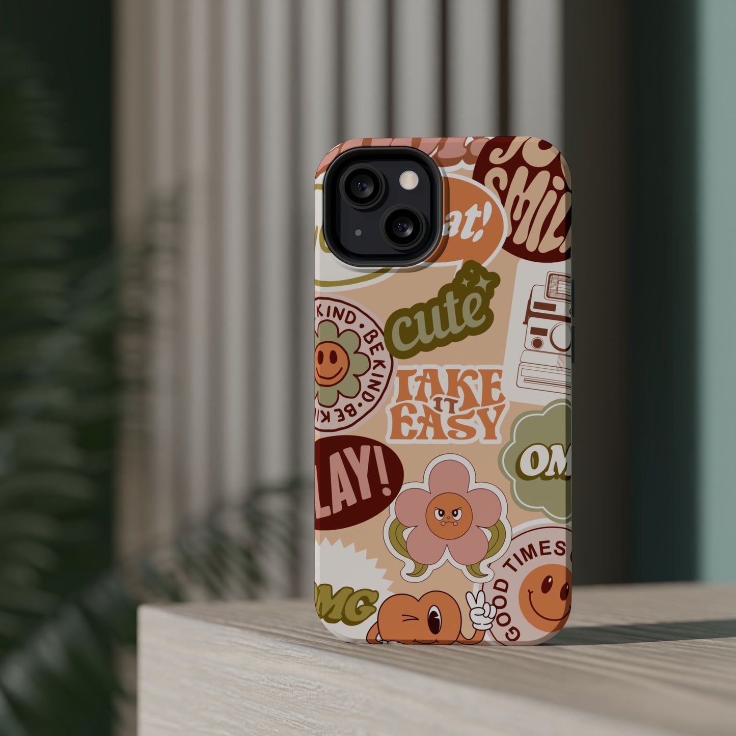 Cute Retro, Positive Affirmation Sticker Phone Case, Funky Phone Cover, Vibrant Design, Ideal Gift for Teens
