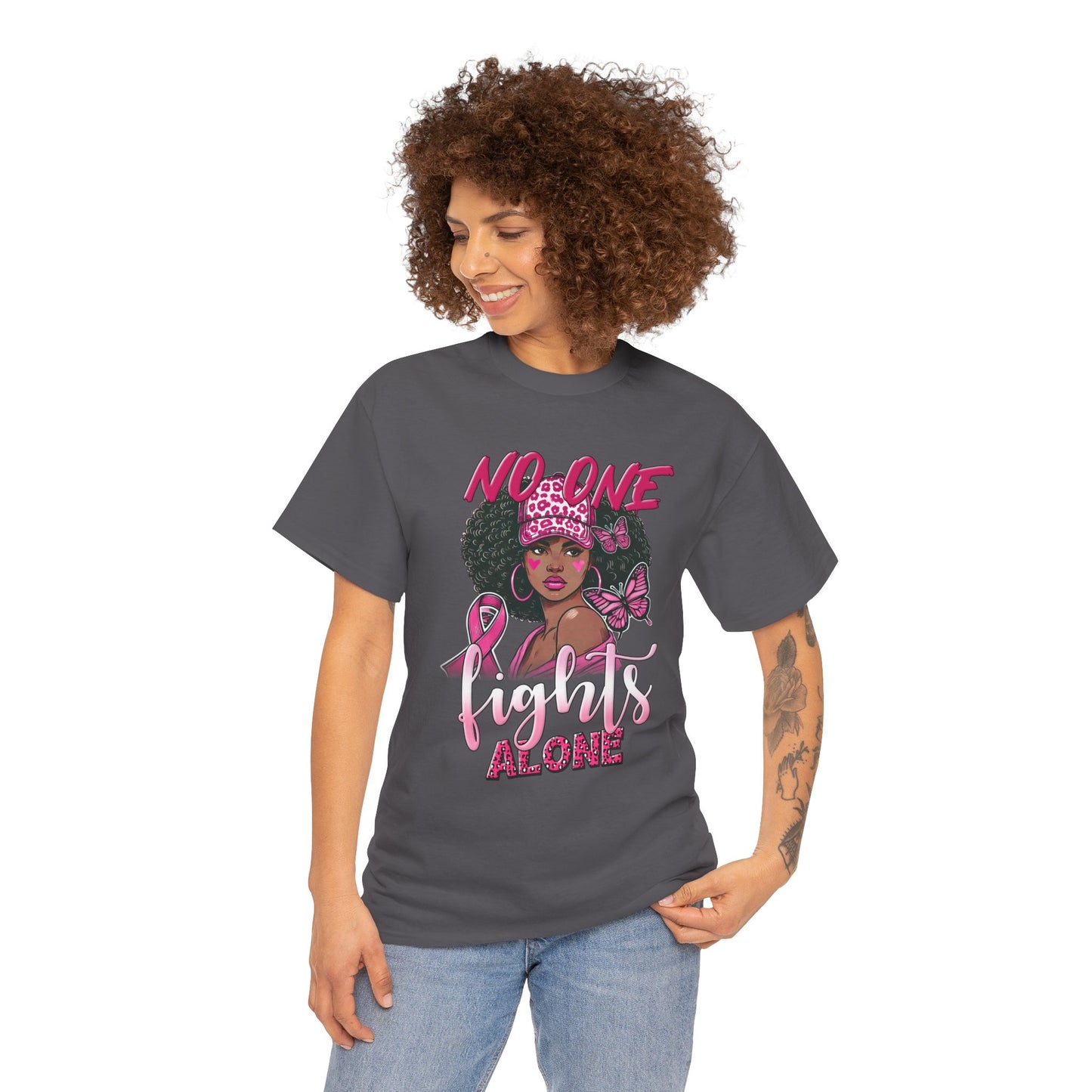 Empowerment Unisex Heavy Cotton Tee - "No One Fights Alone"