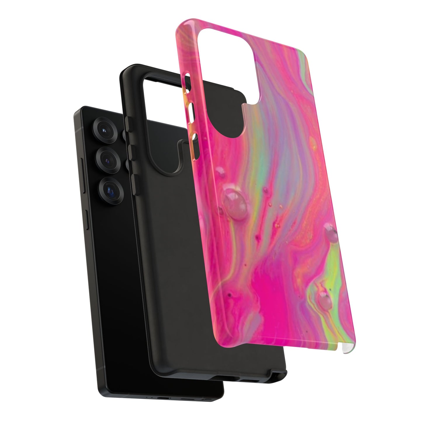 Pink Trendy Futuristic Tough Phone Case with Colorful Abstract Design for Samsung