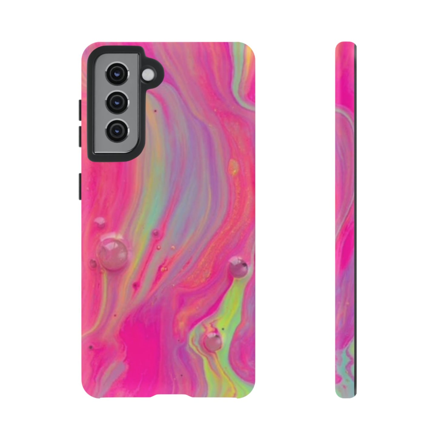 Pink Trendy Futuristic Tough Phone Case with Colorful Abstract Design for Samsung