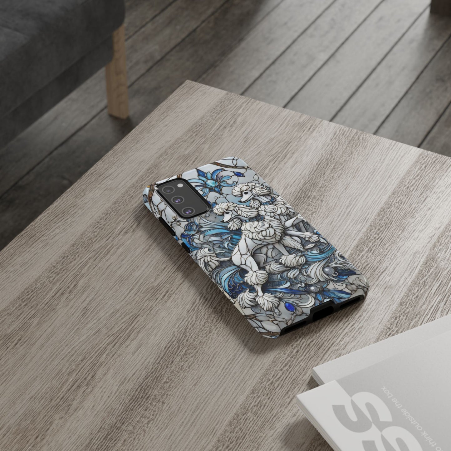 Phone Case - Elegant Blue and White Poodle Art for Samsung Phone