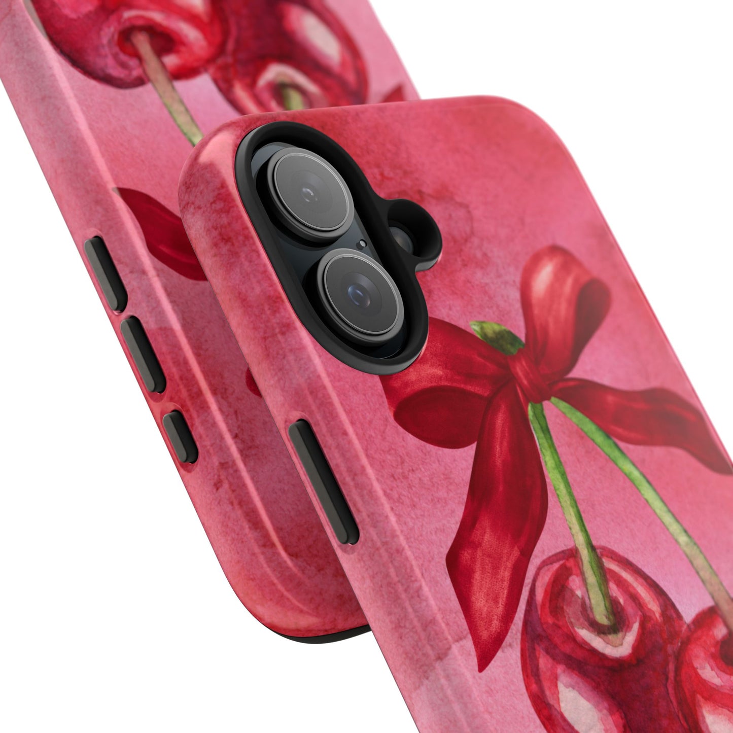 Red Watercolor Cherry and Bow Phone Case