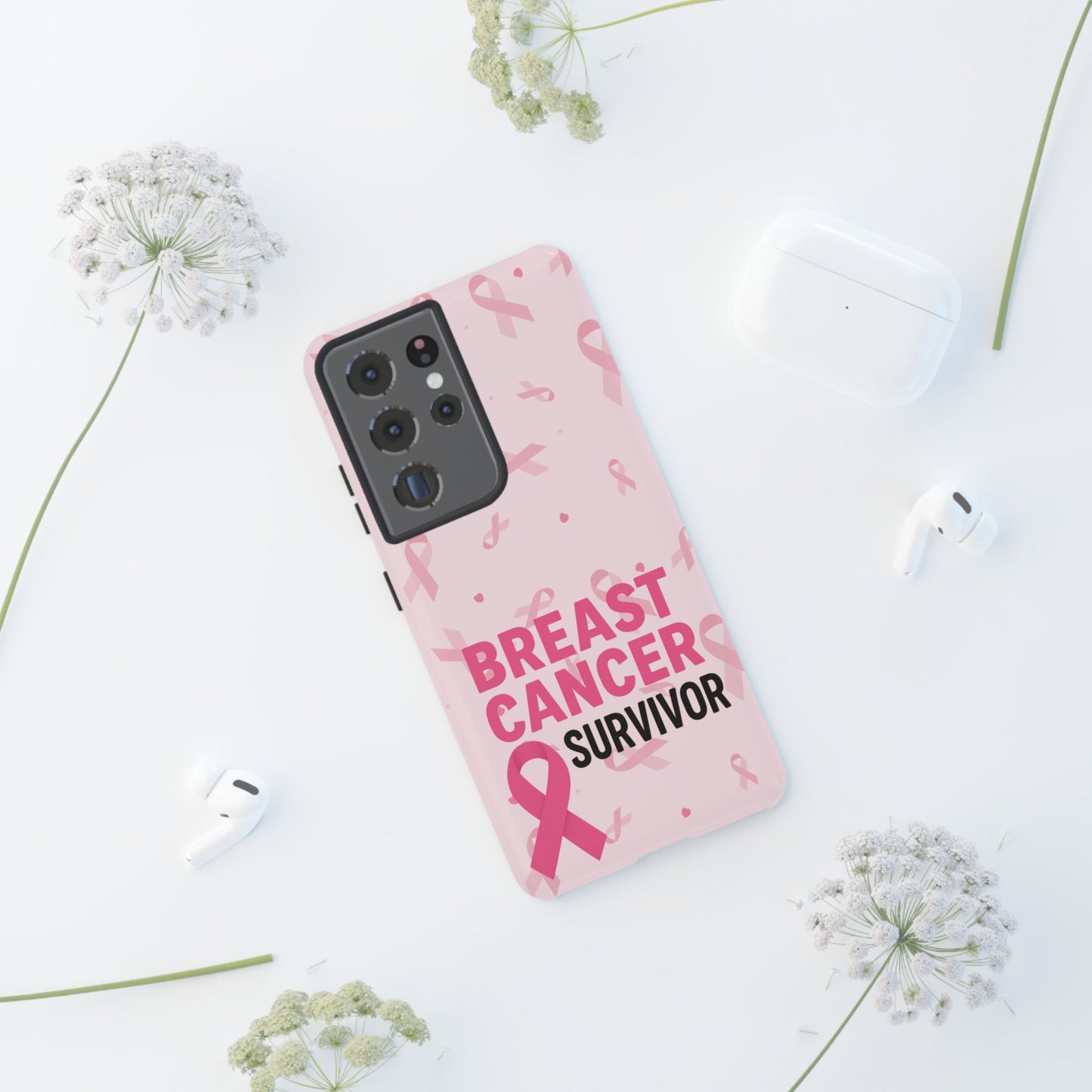 Breast Cancer Survivor Phone Case, Cancer Awareness, Pink Ribbon Design, Tough Cases for Samsung
