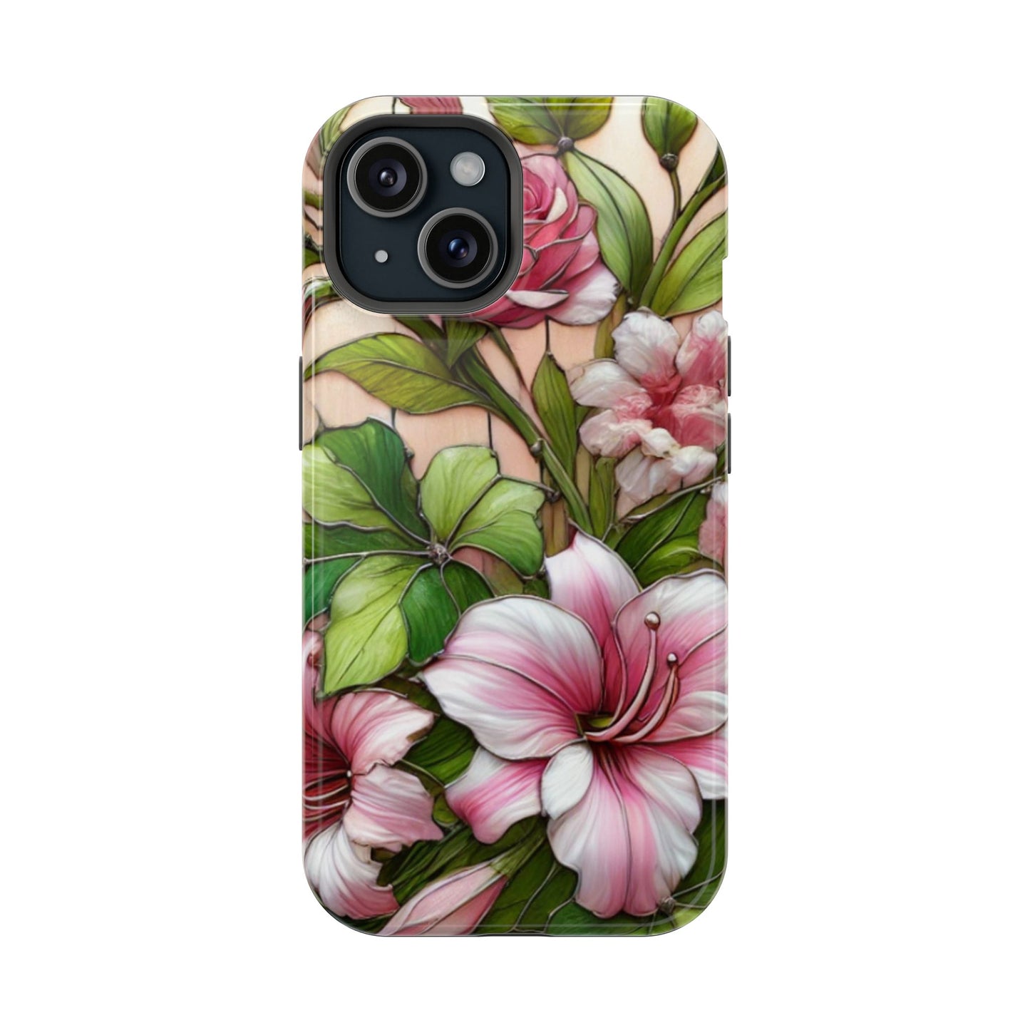 Elegant Pink & Green Floral MAGNETIC Tough Cases - Durable Phone Protection