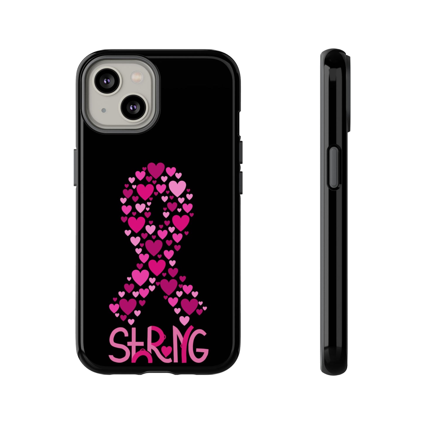 Pink Ribbon Phone Case - Strong Heart Design, Cancer Awareness, Gift for Supporters for IPhone