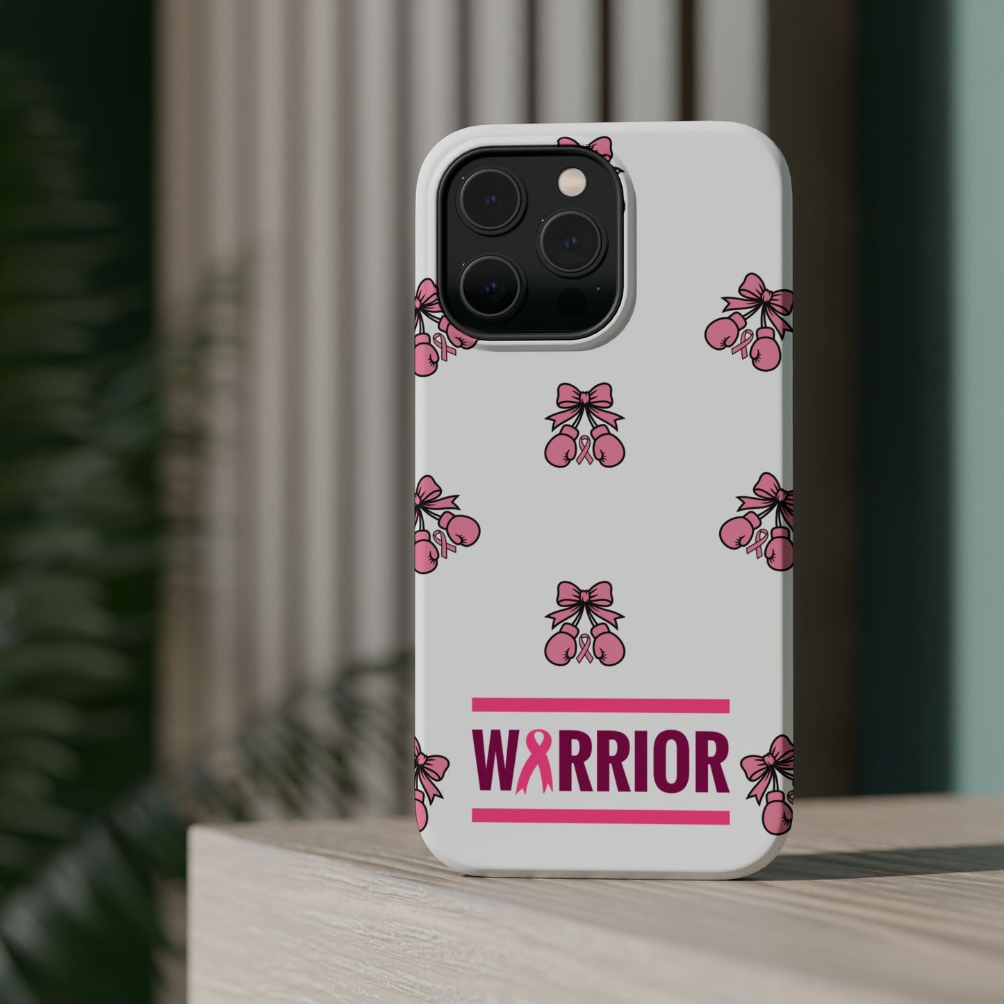 Warrior Bow Pink Magnetic Phone Case, Support Breast Cancer Awareness, Gift for Cancer Fighters for Iphone