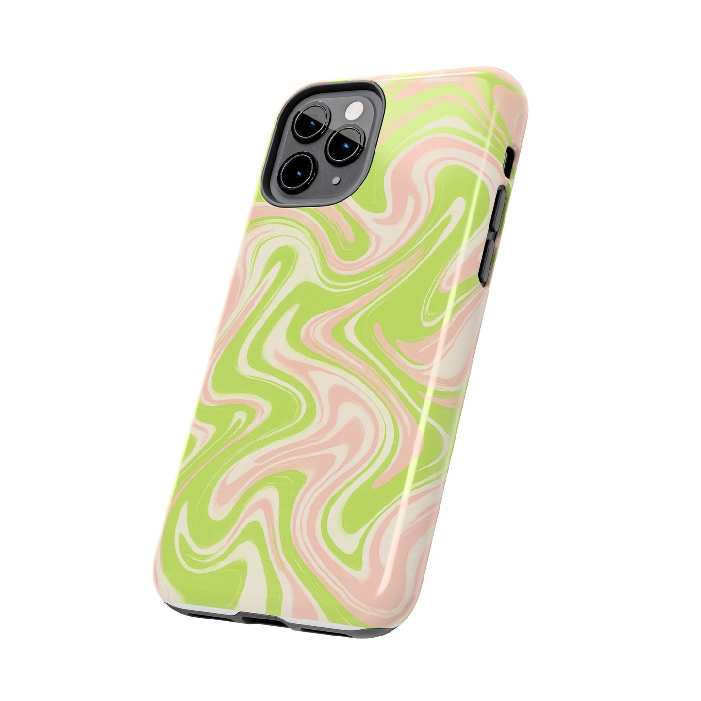 Pink & Green Stylish Tough Phone Case, Durable Protection, Gift for Friends, Colorful Marble Design