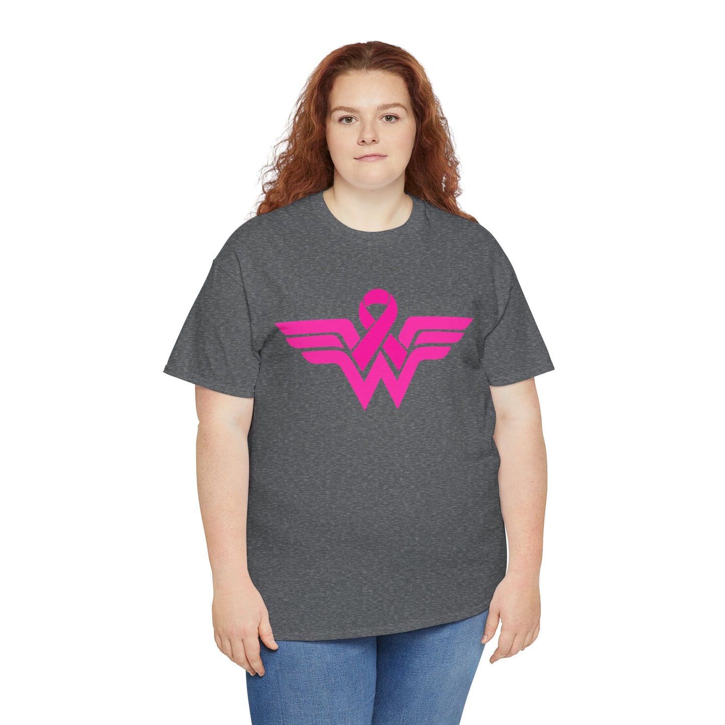 Empowerment Unisex Heavy Cotton Tee - Pink Wings & Ribbon Design