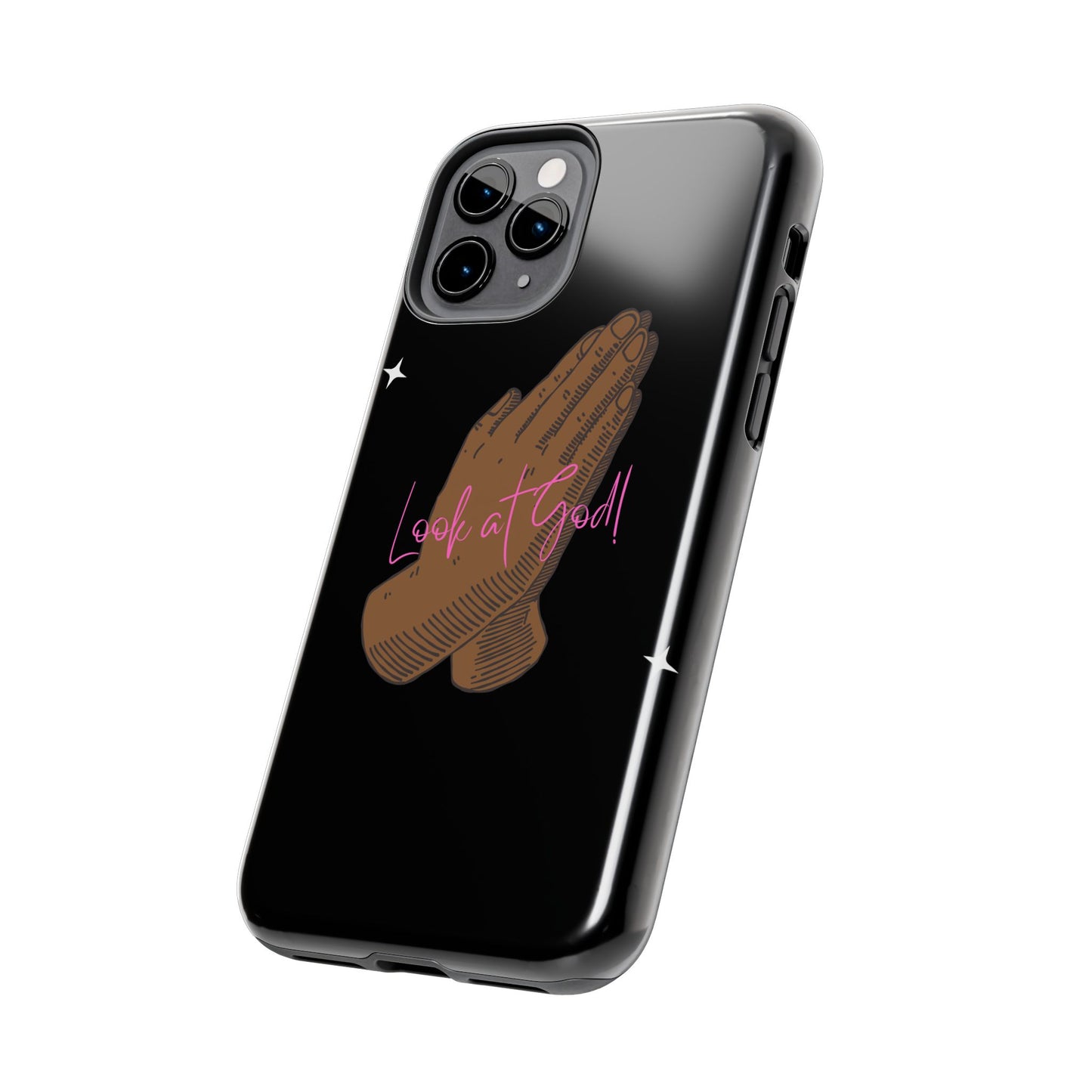Phone Cases - 'Look at God' Praying Hands Religious Design Tough Case for iPhone