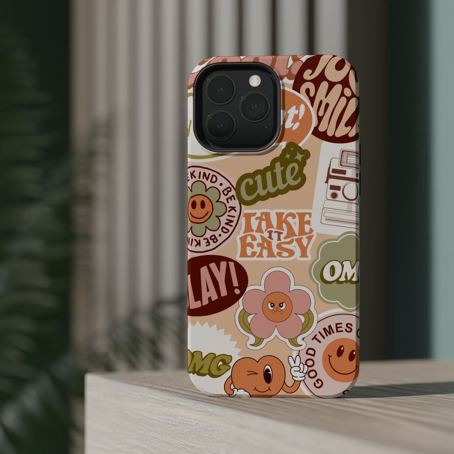 Cute Retro, Positive Affirmation Sticker Phone Case, Funky Phone Cover, Vibrant Design, Ideal Gift for Teens